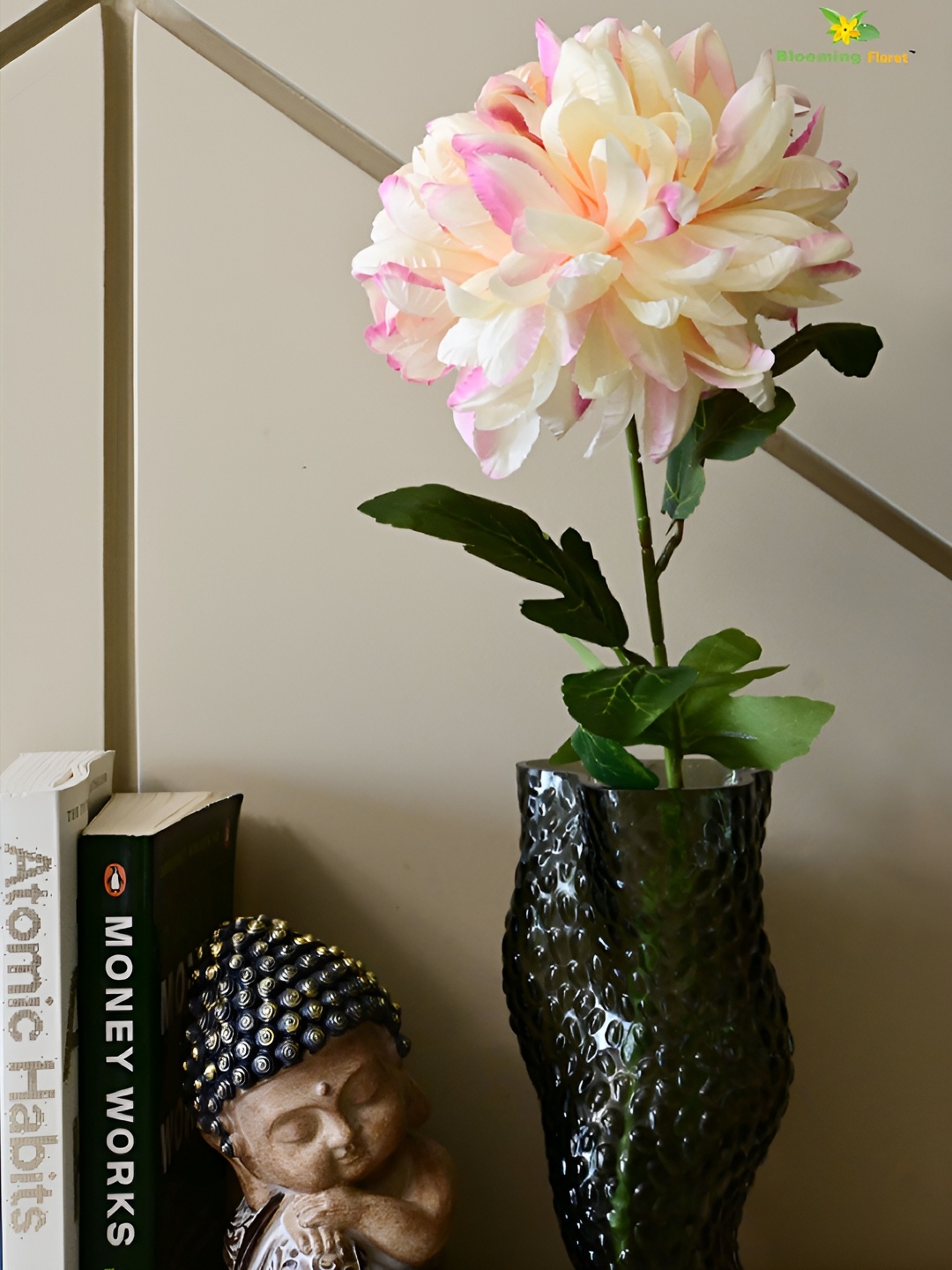 

Blooming Floret Cream-Coloured & Green Peony Artificial Flower