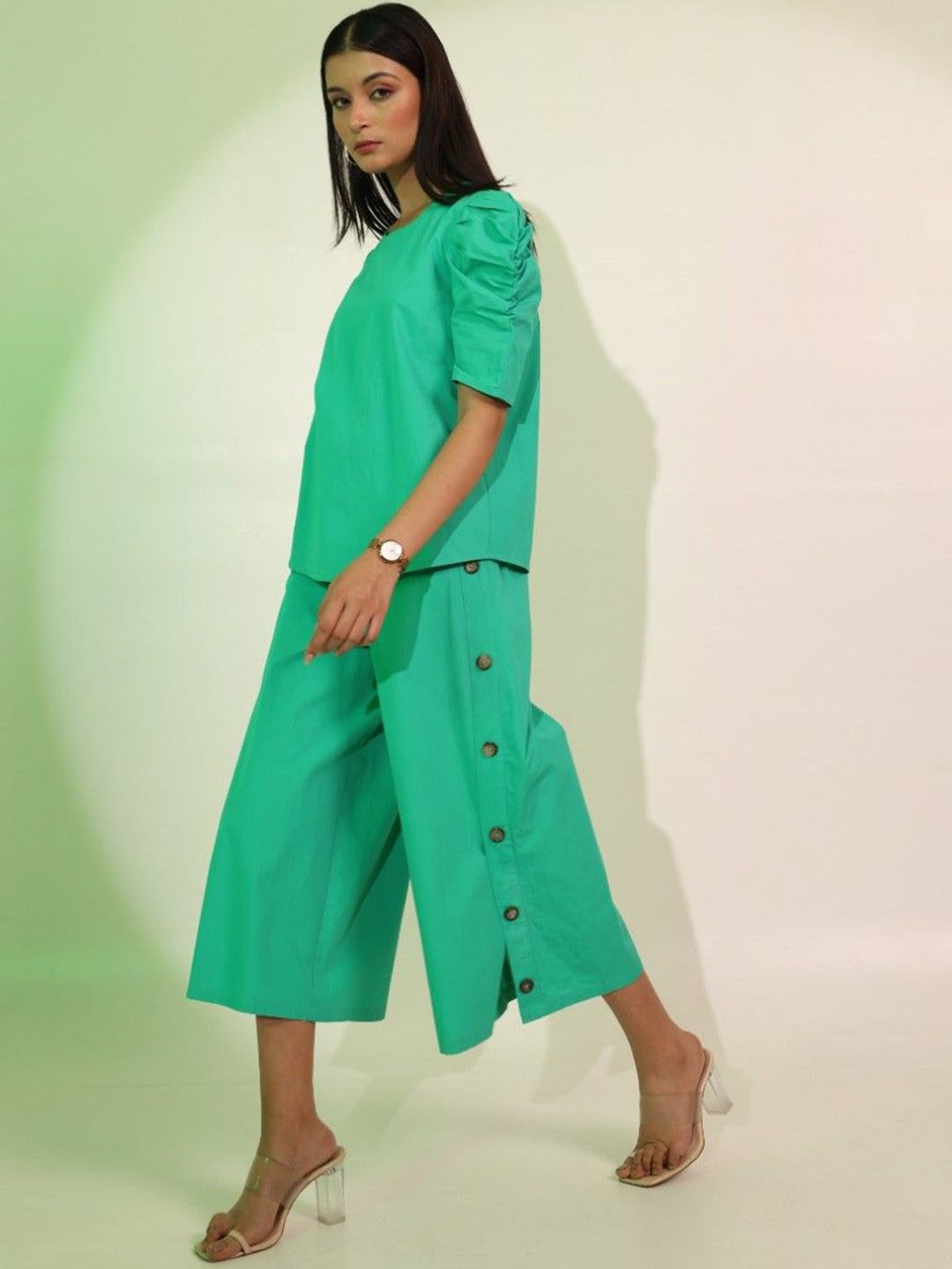 

AUTUMN LANE Pure Cotton Top With Capris, Green