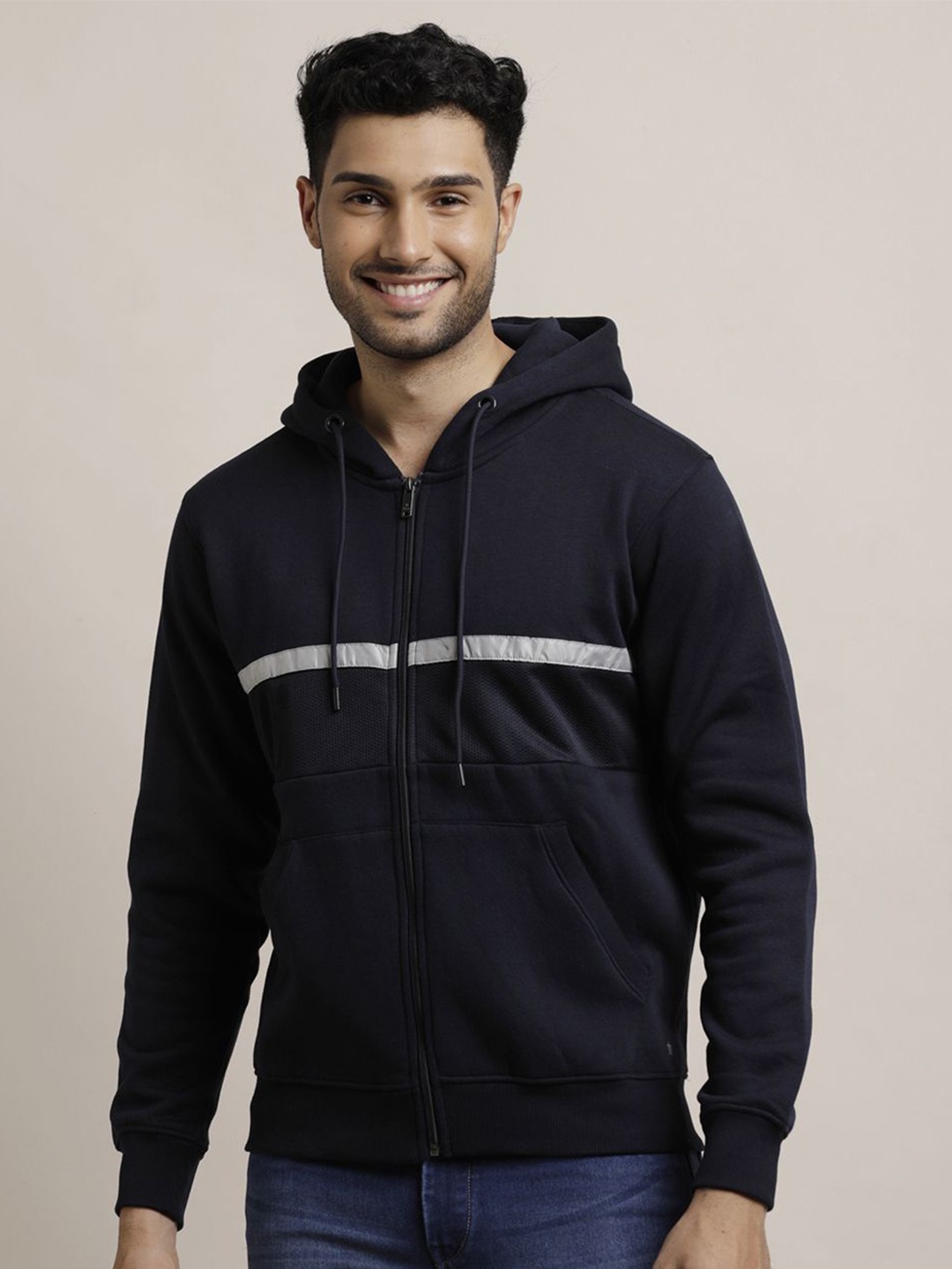 

Turtle Men Striped Hooded Sweatshirt, Navy blue