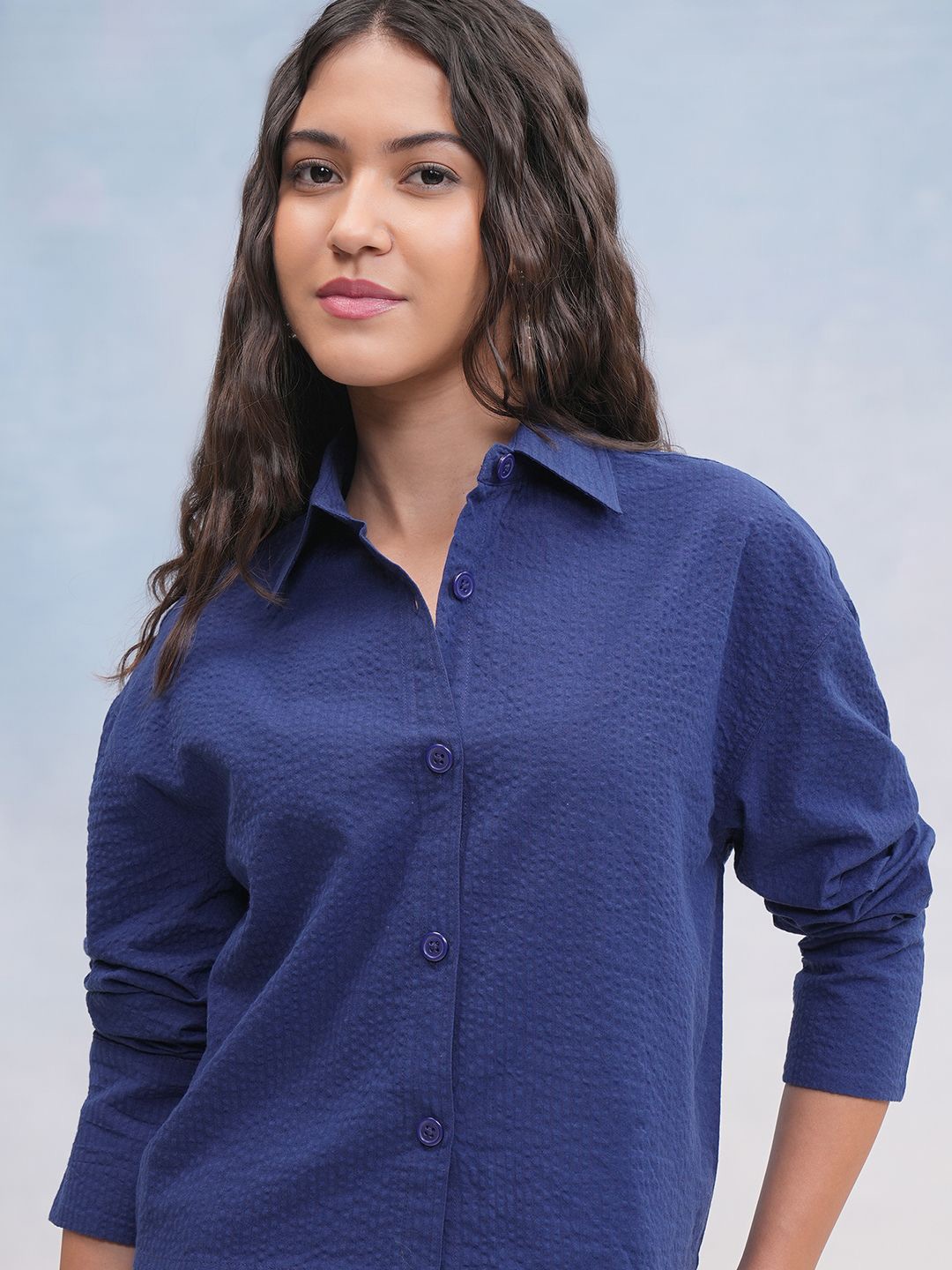 

Tokyo Talkies Women Yd Stripe Seersucker Shirt, Navy blue