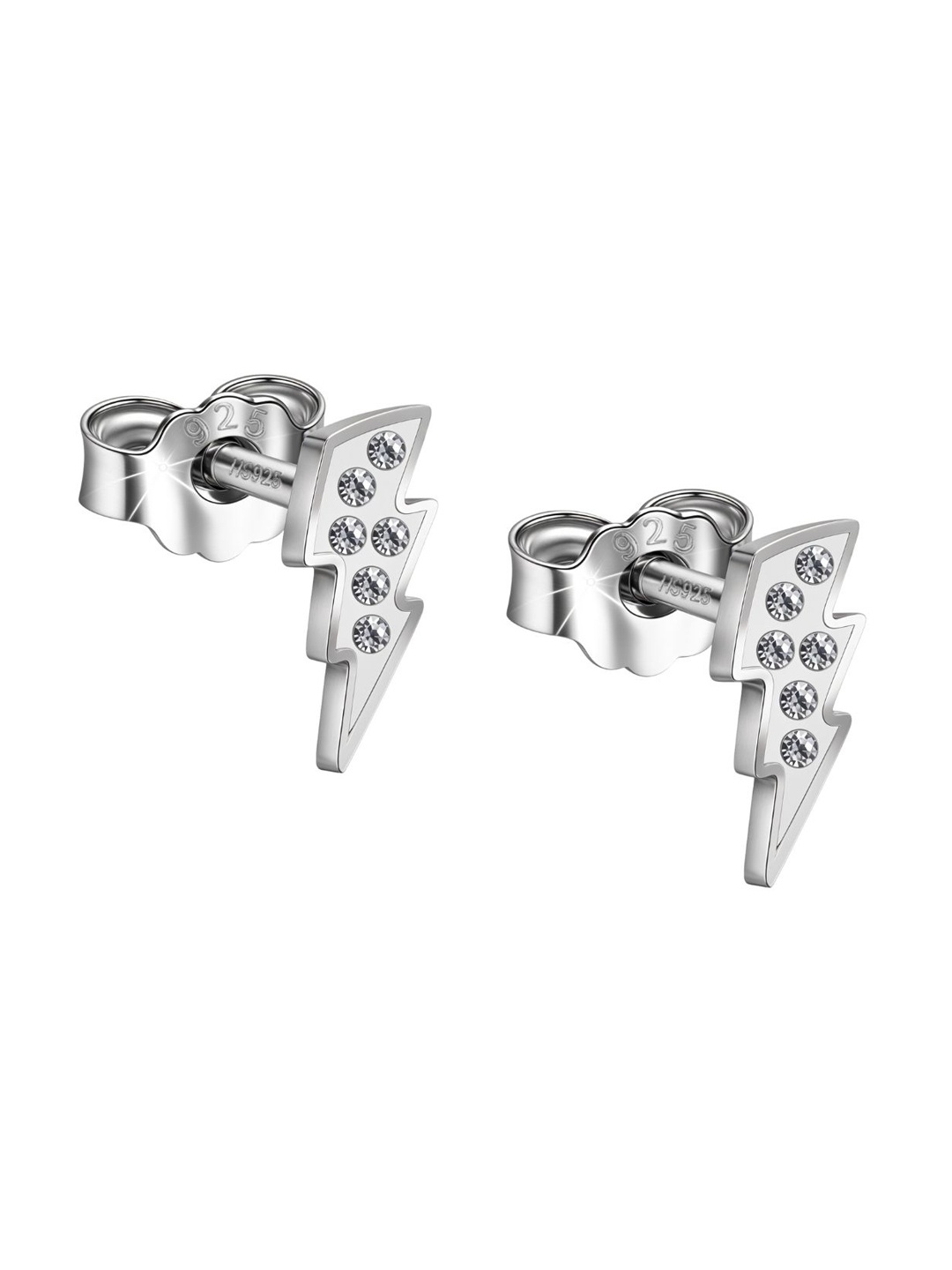 

HighSpark 925 Sterling Silver Contemporary Cubic Zirconia Studded Earrings