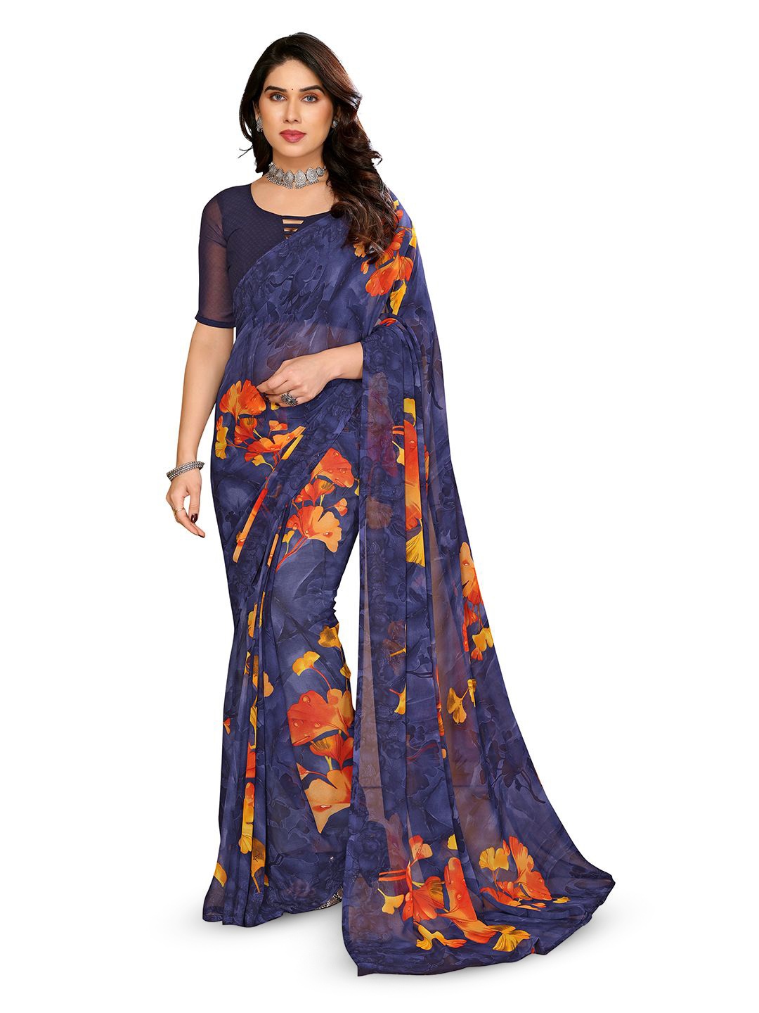 

ANAND SAREES Floral Printed Saree, Grey