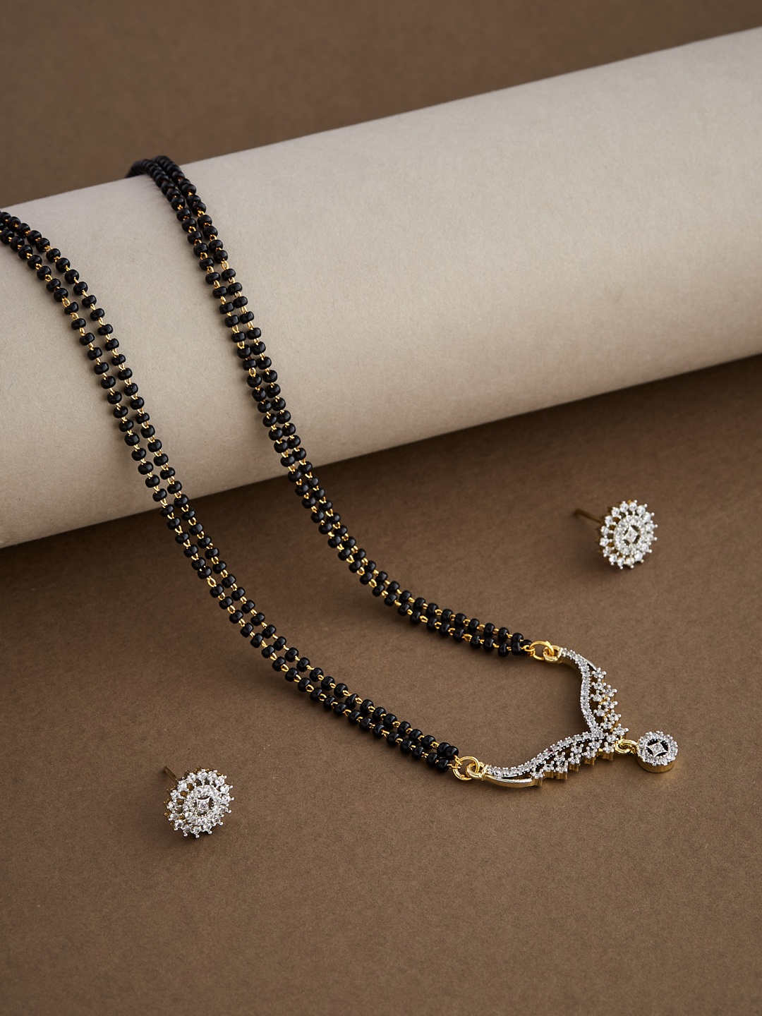 

ATIBELLE Gold Plated Artificial Stones and Beads Mangalsutra