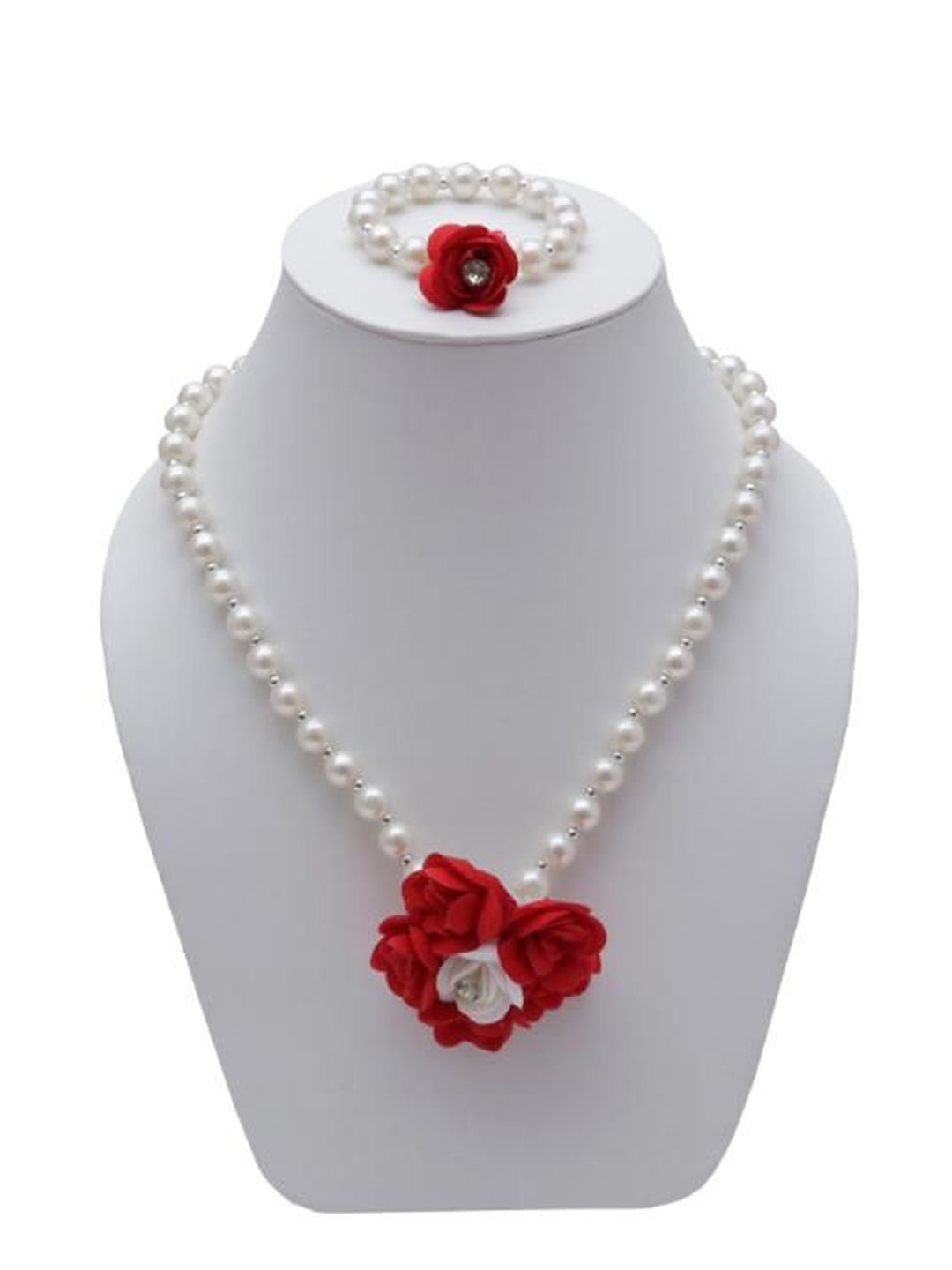

Daizy Girls Flower Necklace & Bracelet Jewellery Set, Red