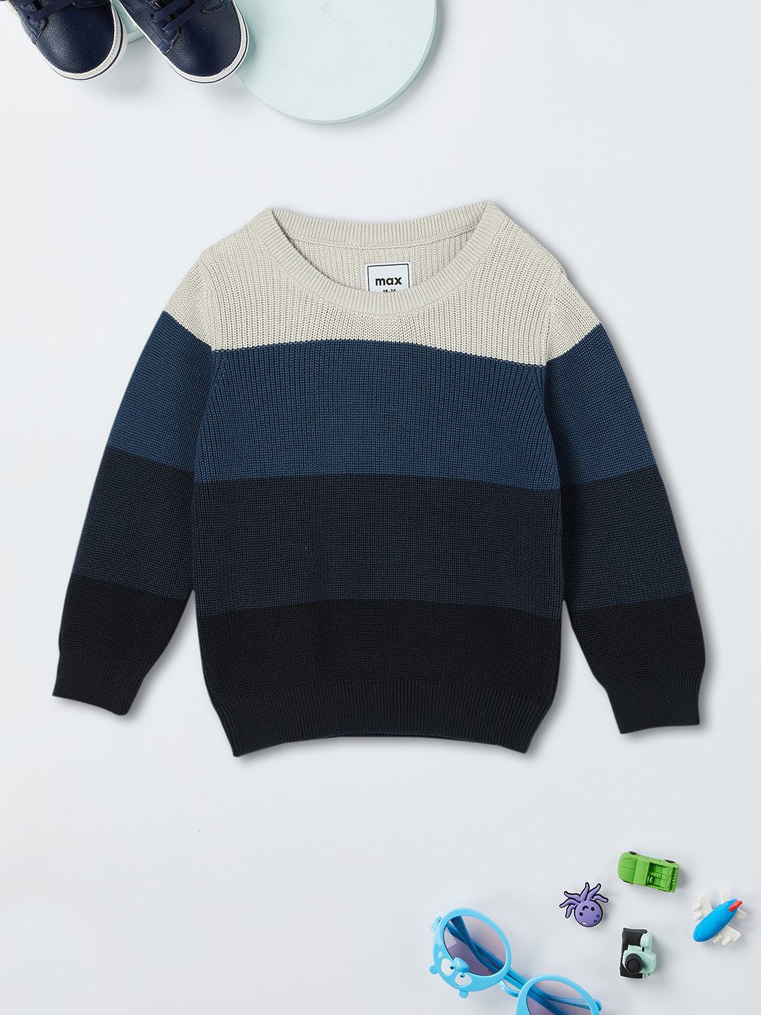 

max Boys Colourblocked Pullover, Blue