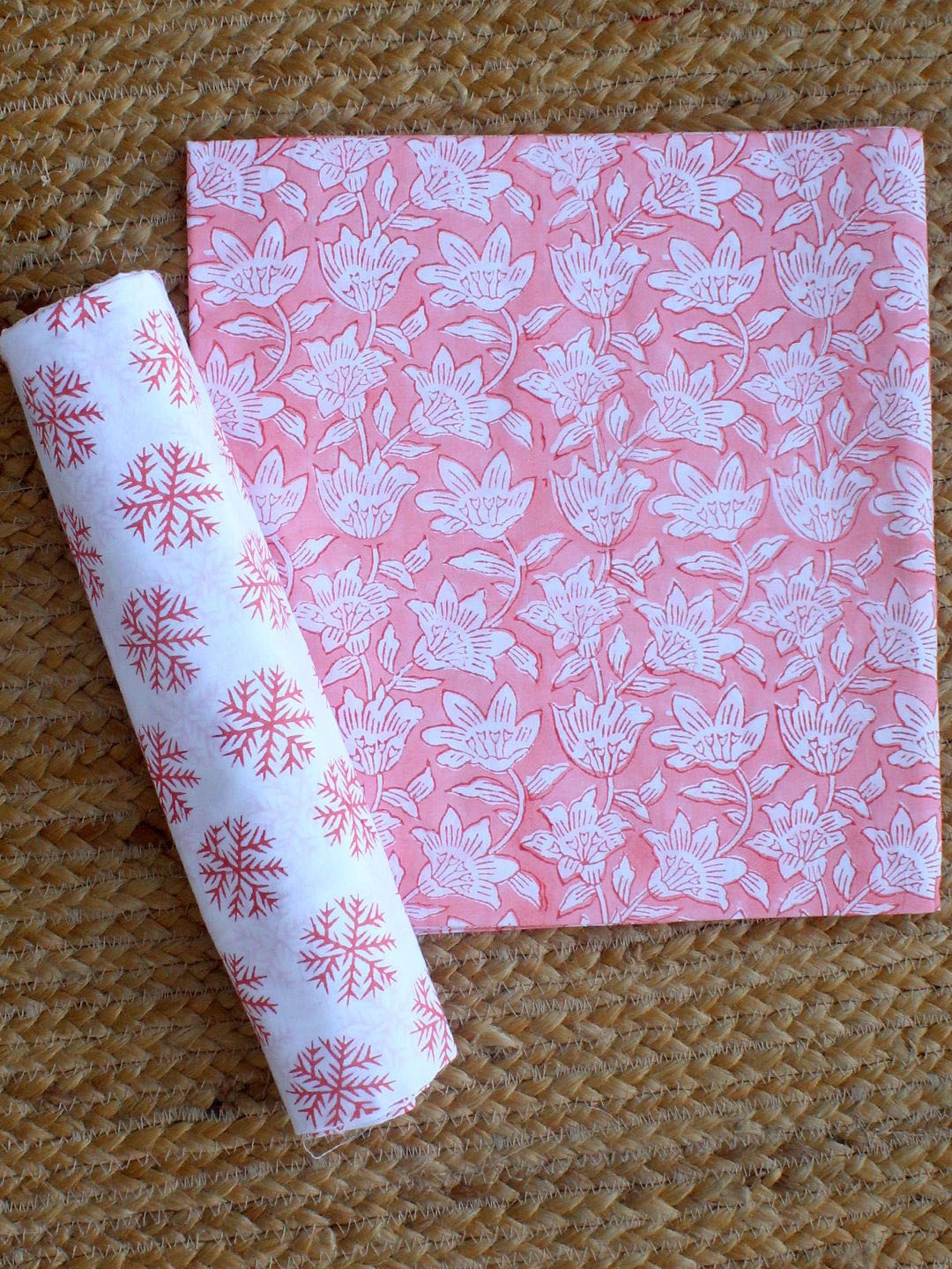 

Weaves of Tradition Floral Printed Pure Cotton Unstitched Dress Material, Pink