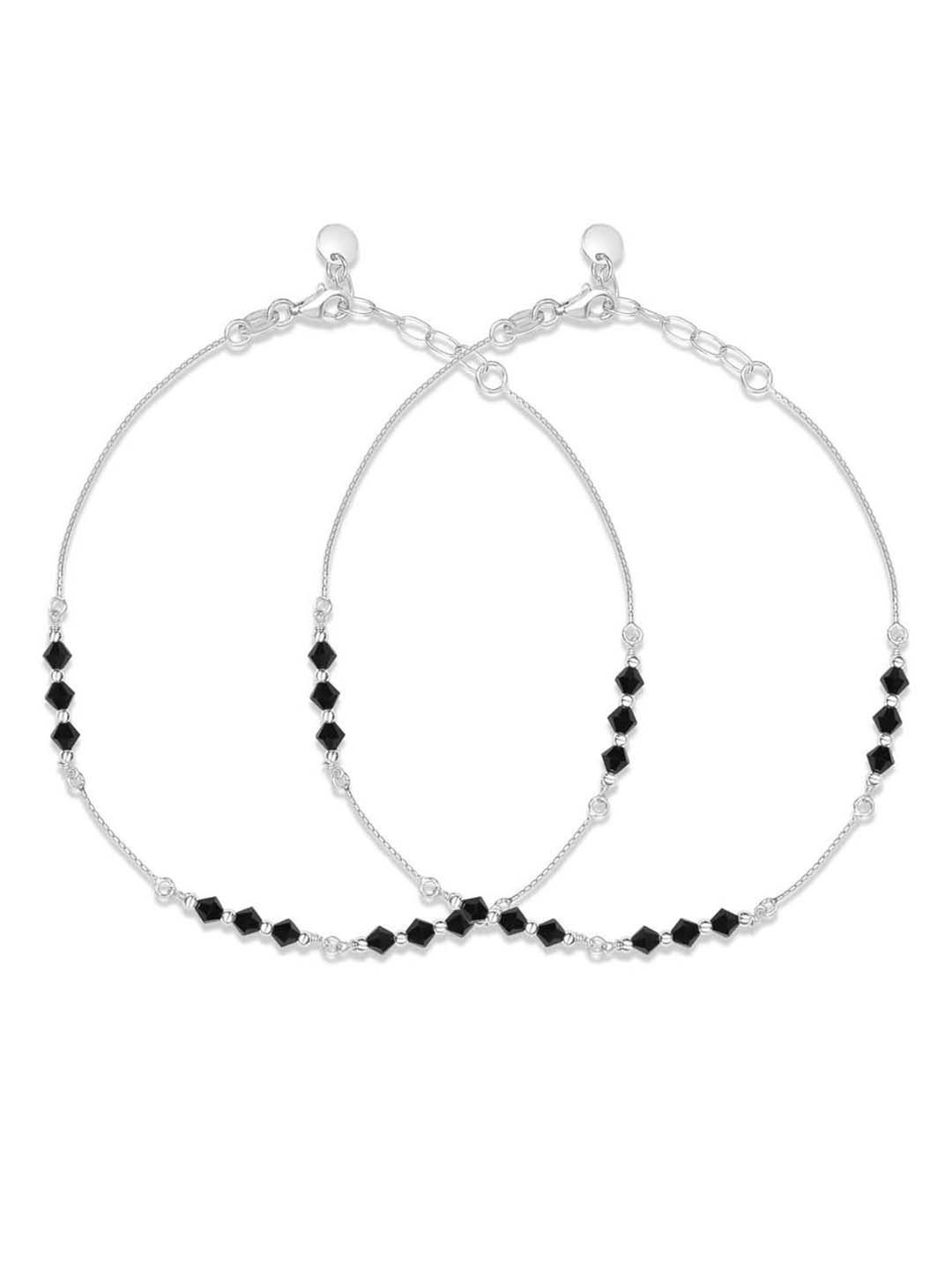 

Zavya 925 Sterling Silver Rhodium-Plated Artificial Beads Anklet