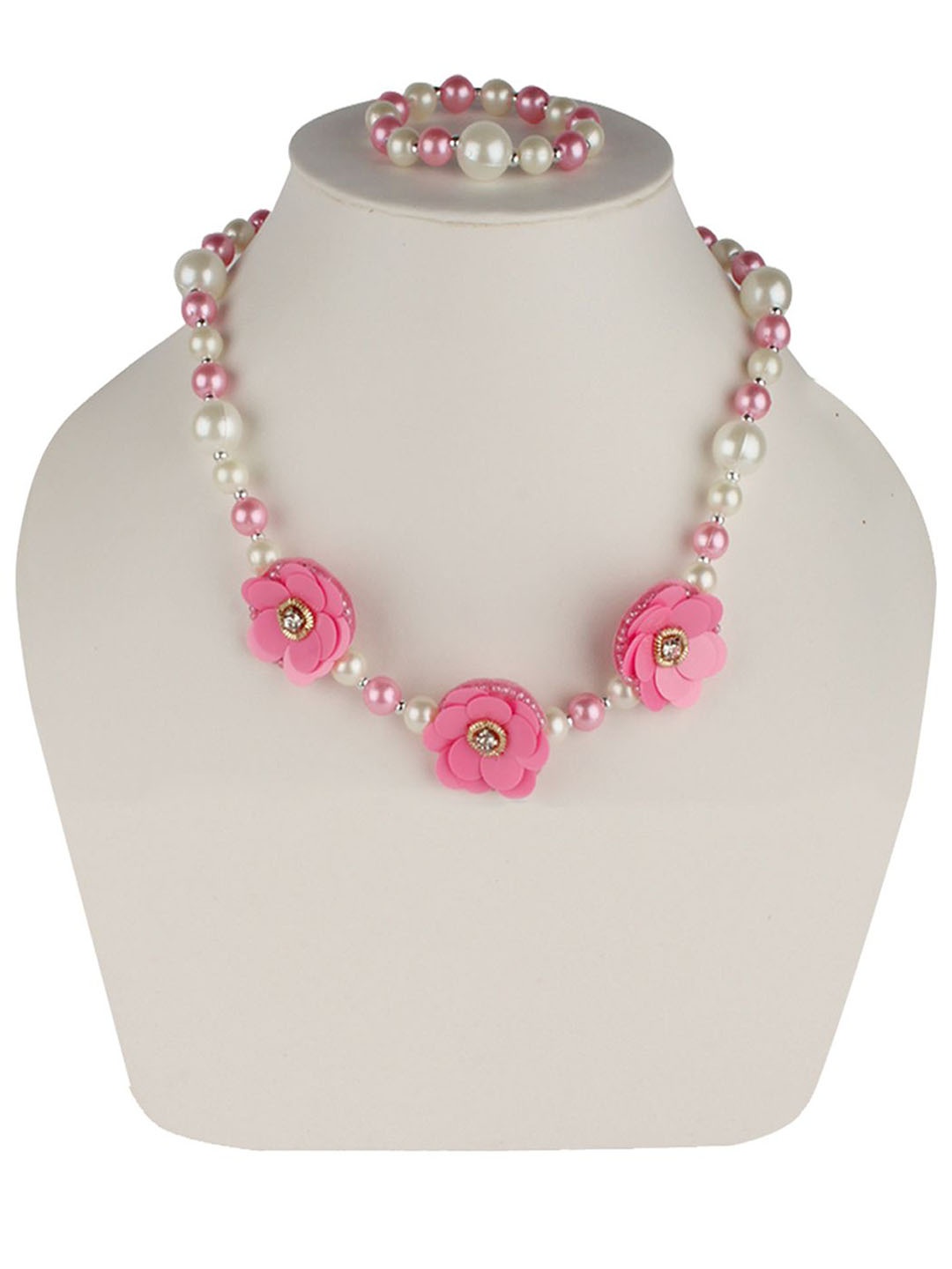 

Daizy Girls Flower Necklace Bracelet Jewellery Set, Pink