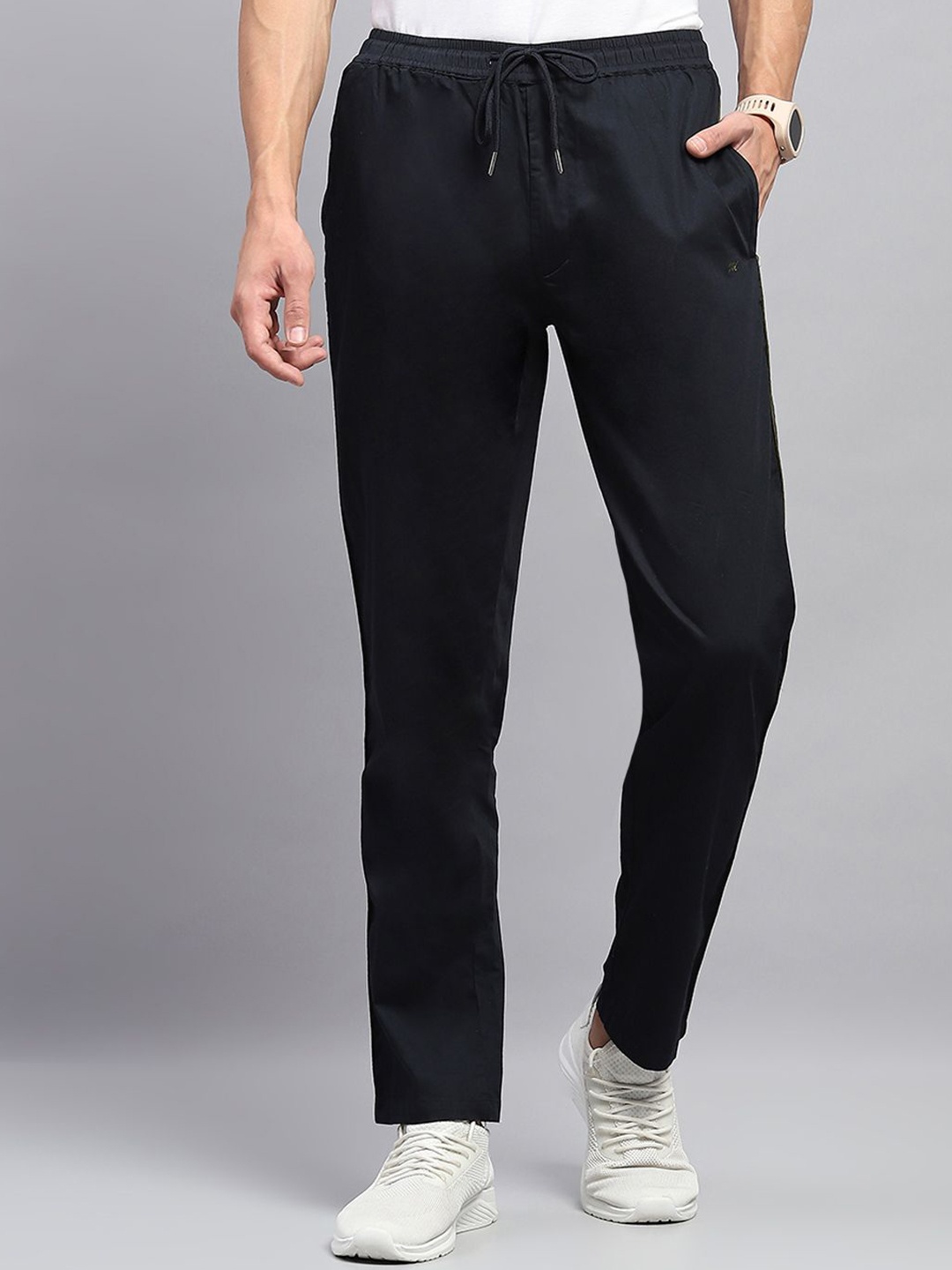 

Monte Carlo Men Cotton Mid Rise Track Pants, Navy blue