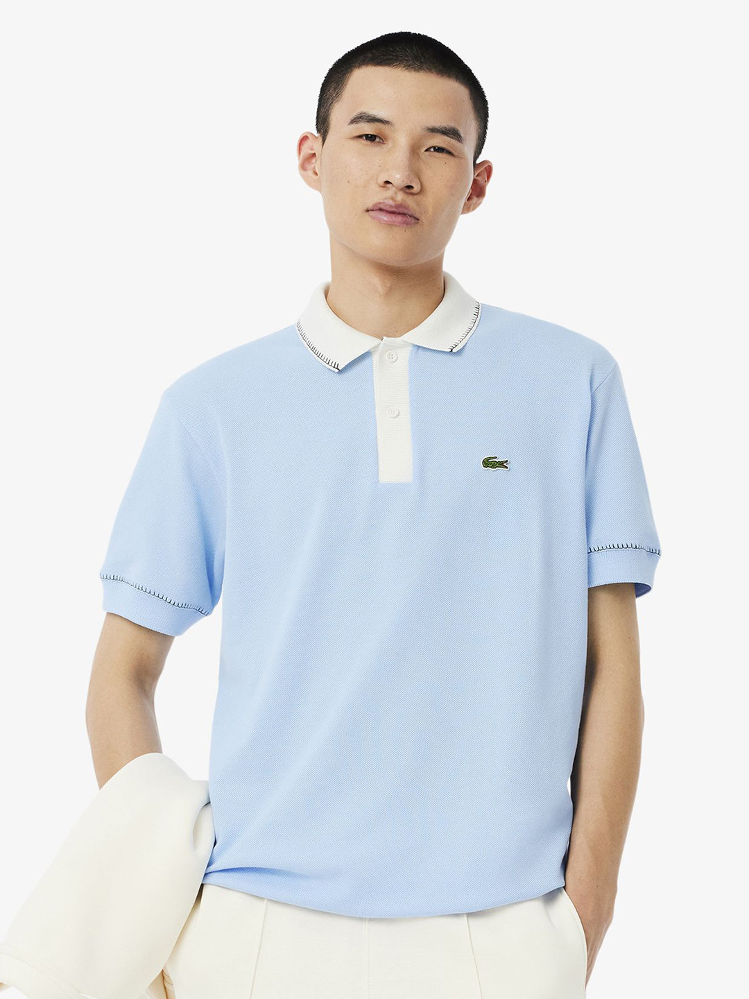 

Lacoste Men Abstract Printed Polo Collar Cotton T-shirt, Blue