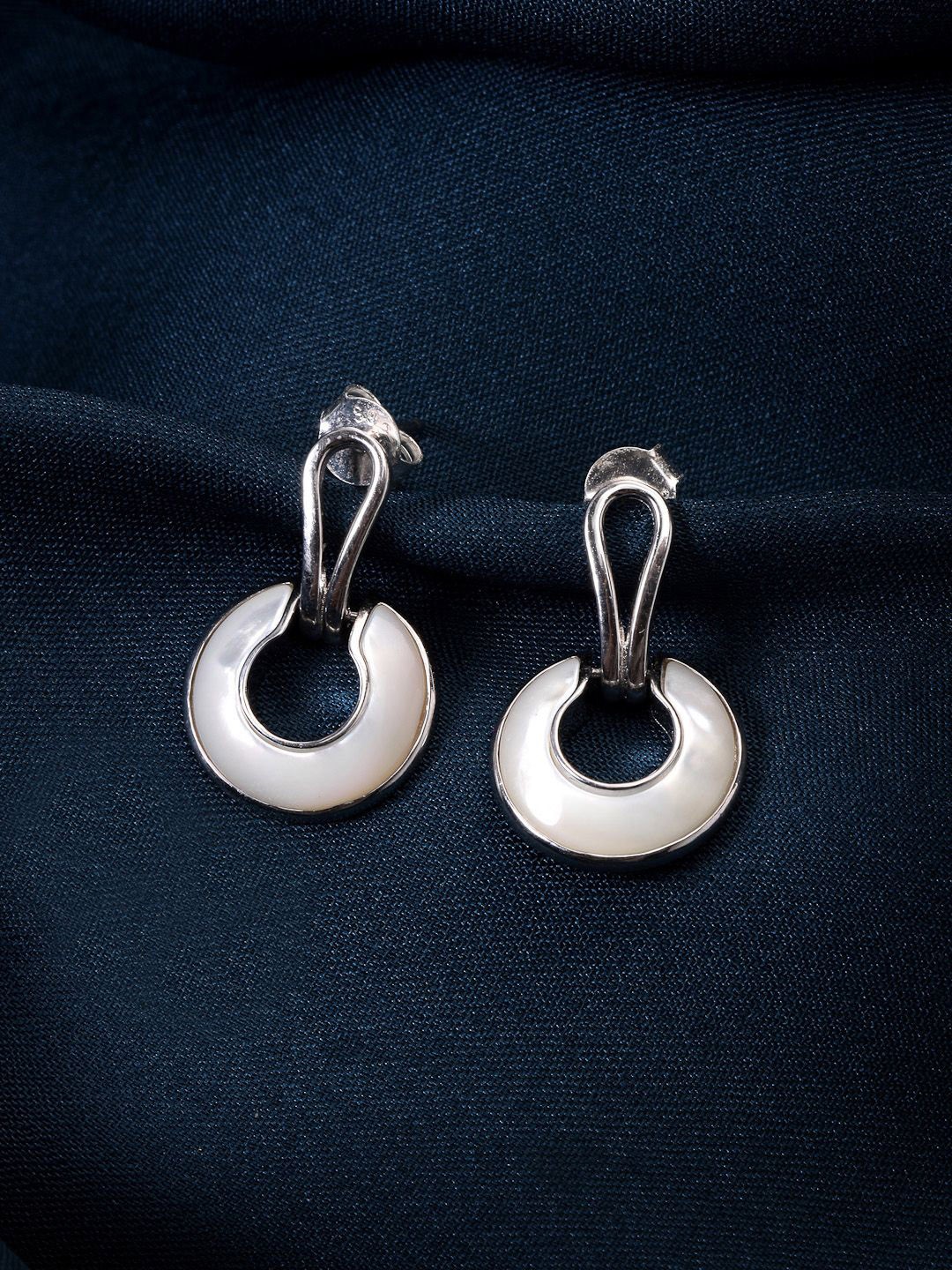 

PANASH 925 Sterling Silver Rhodium-Plated Mother Of Pearl Drop Earrings