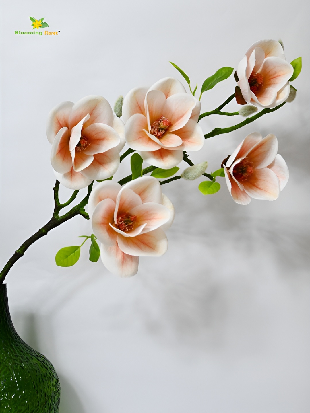 

Blooming Floret Peach-Coloured & Green Magnolia Artificial Flower