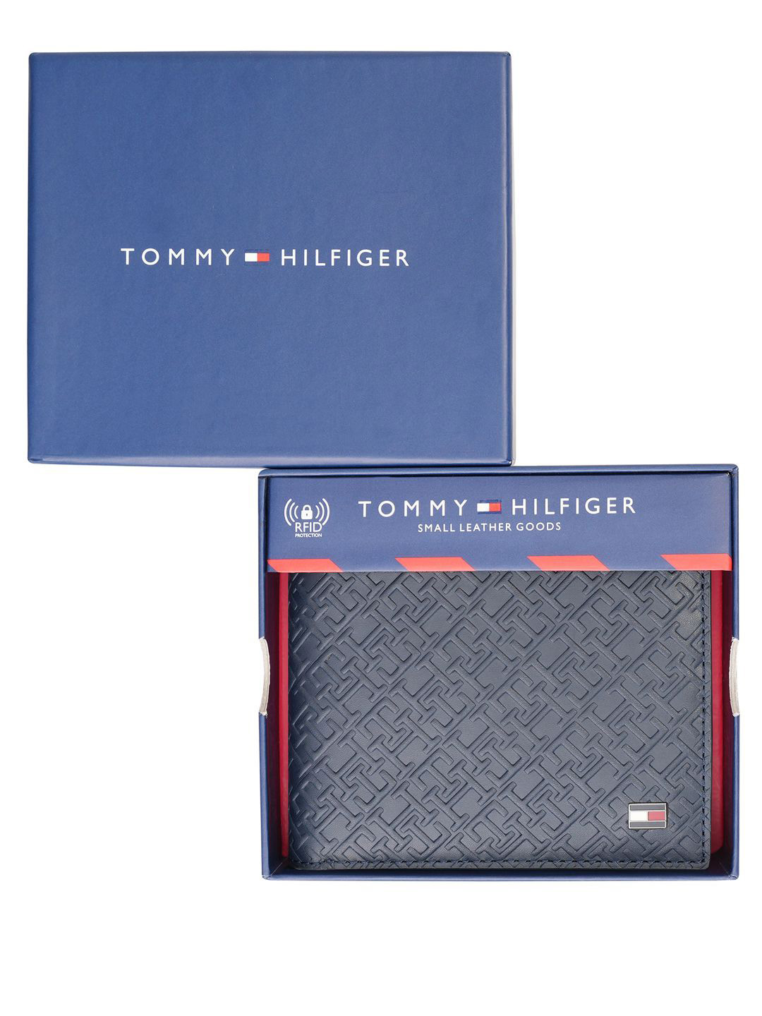 

Tommy Hilfiger Men Abstract Leather Two Fold Wallet, Navy blue