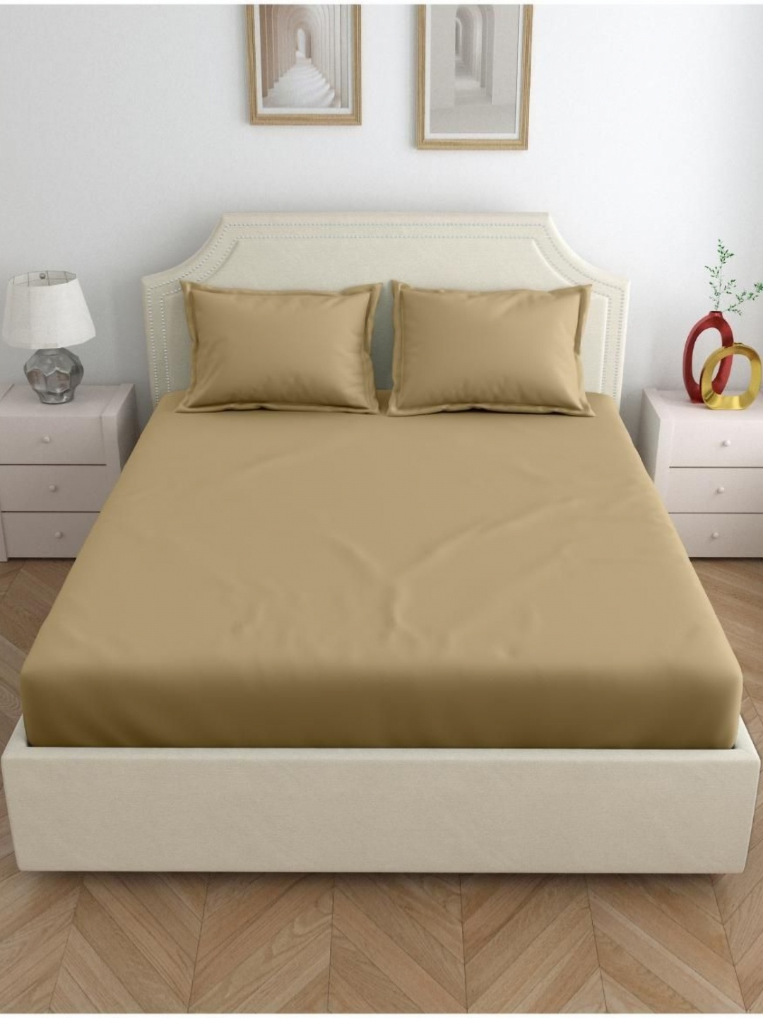 

Block Print Story Camel Brown 300 TC King Bedsheet with 2 Pillow Covers