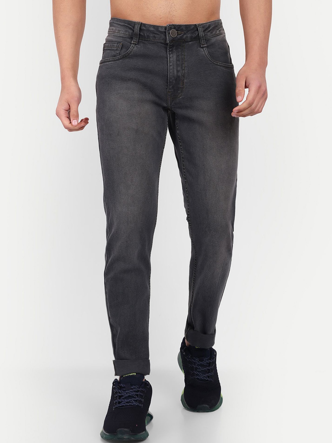 

MEGHZ Men Micheal Slim Fit Light Fade Stretchable Jeans, Grey