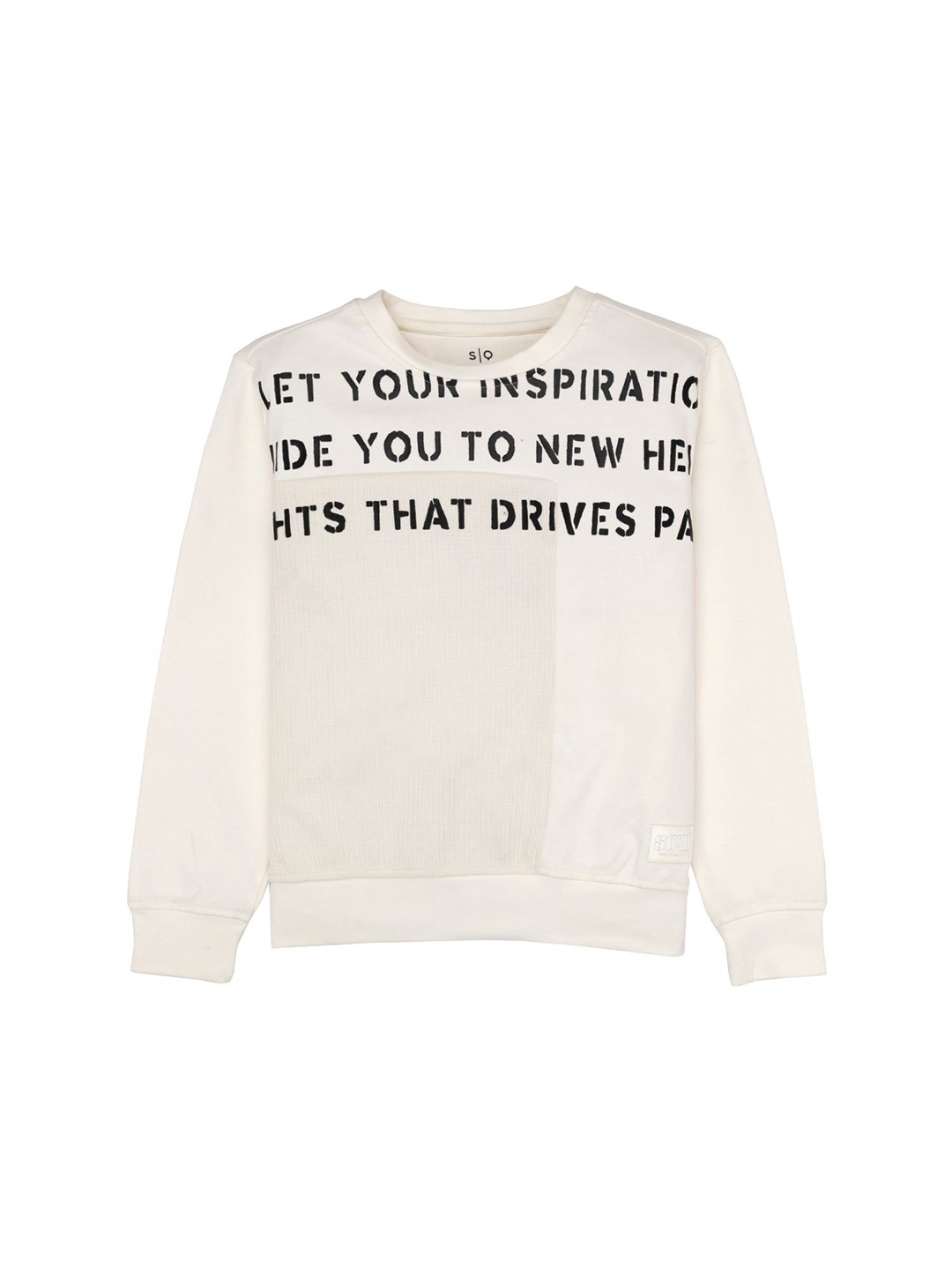 

Status Quo Boys Typography Printed Round Neck Cotton Pullover Sweatshirt, Off white