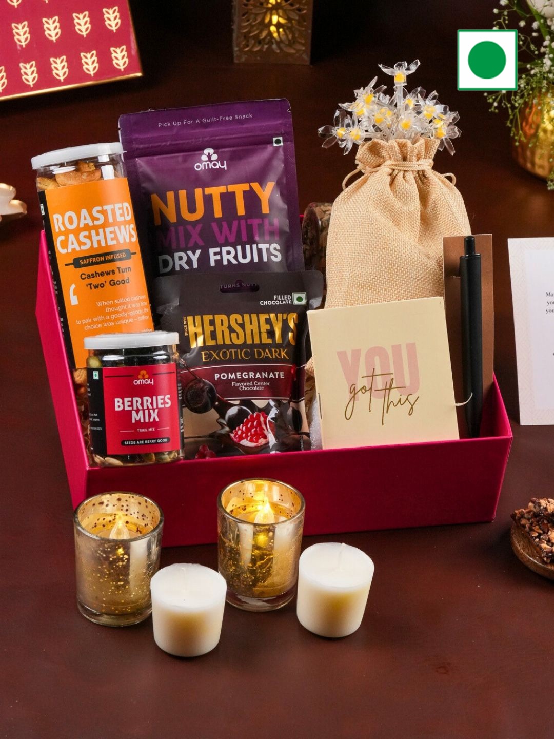 

Omay Foods 11 Pcs Diwali Gift Box, Pink