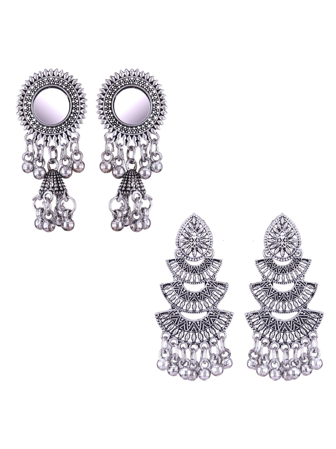 

DIVASTRI Peacock Shaped Jhumkas Earrings, Silver