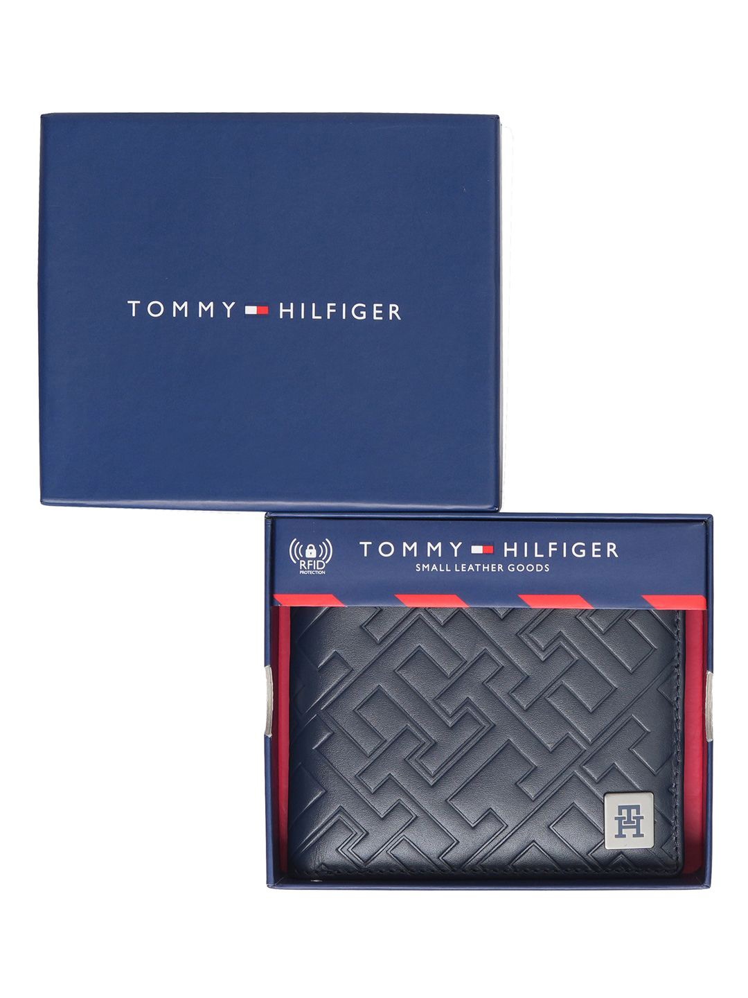 

Tommy Hilfiger Men Geometric Leather Two Fold Wallet, Navy blue