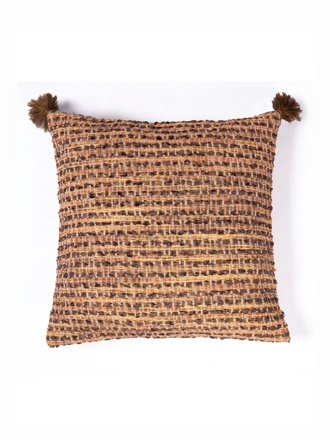 

ONSETHOMES Orange & Brown Self Design Textured Square Cushion Covers