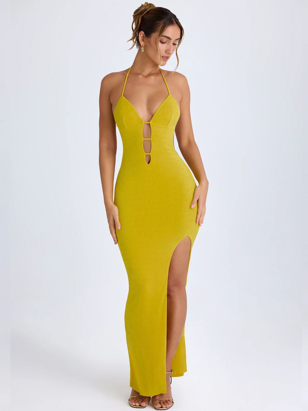 

CLAFOUTIS Women Bodycon Maxi Dress, Yellow