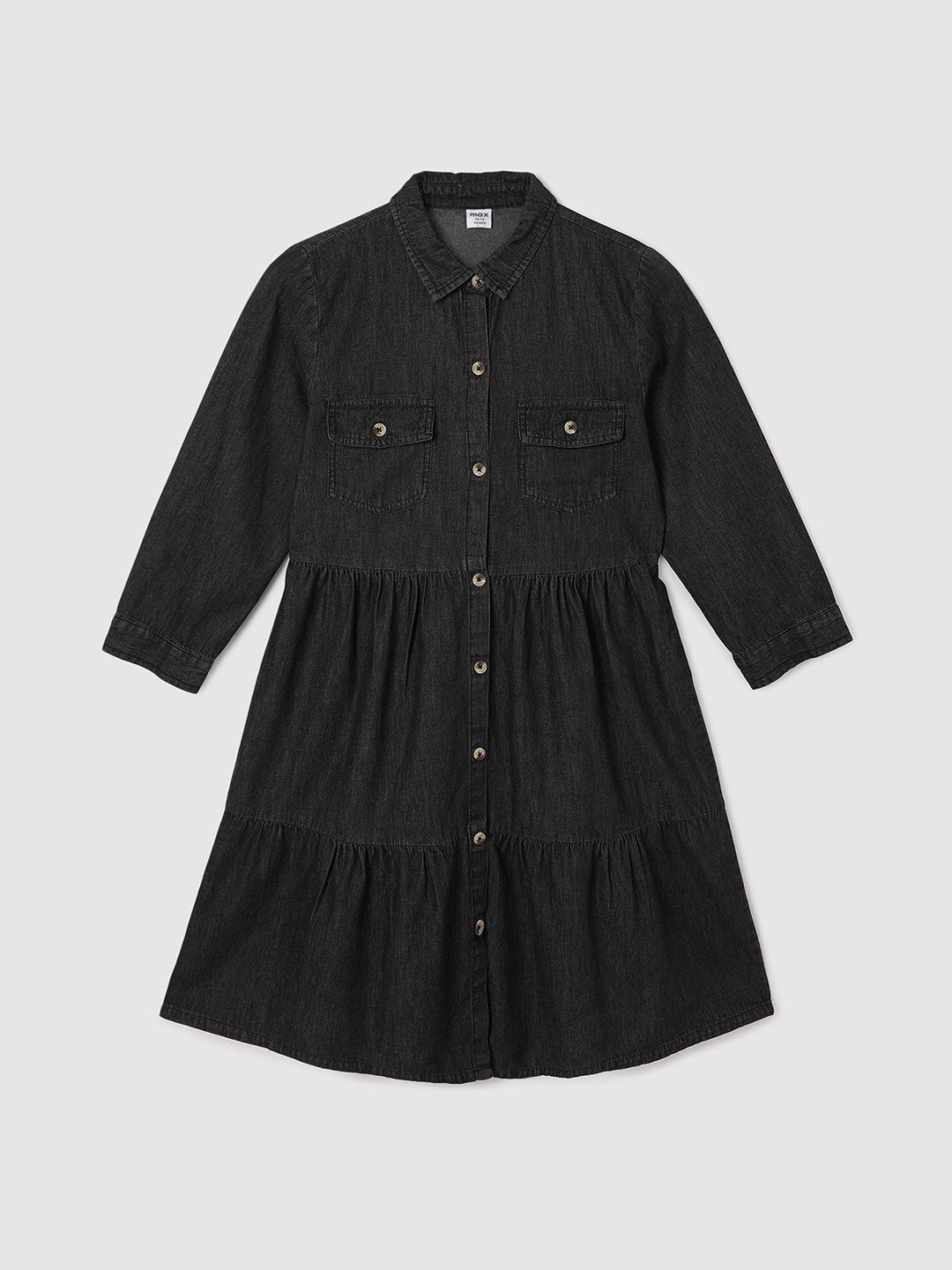 

max Girls Solid Shirt Dress, Black
