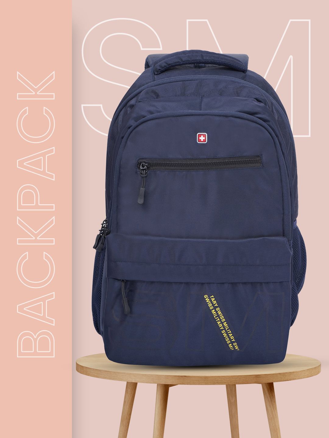 

SWISS MILITARY Unisex Medium Casual Backpack With Padded Shoulder Strap, Navy blue