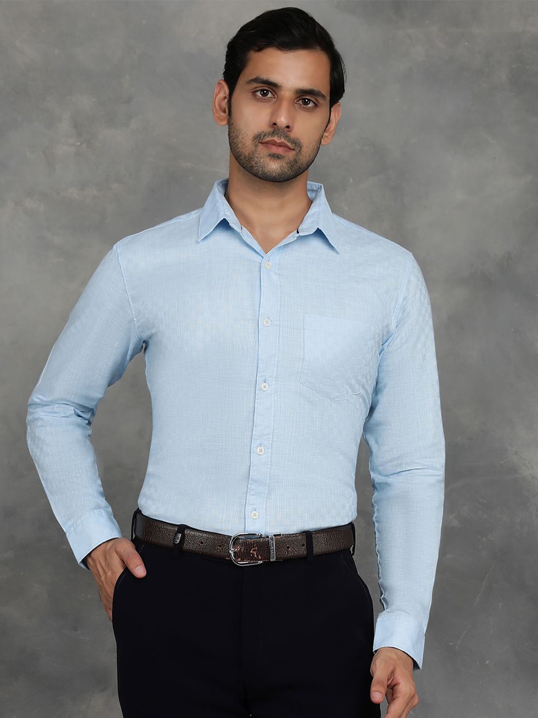 

JADE BLUE Men Spread Collar Micro Checked Cotton Slim Fit Casual Shirt