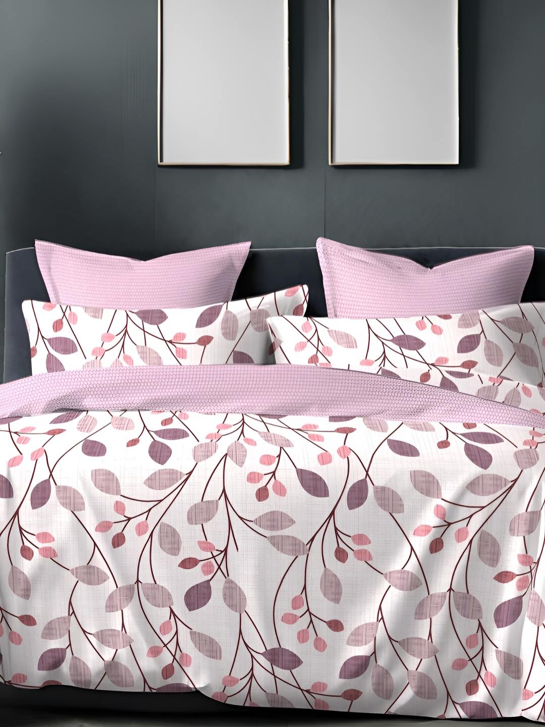 

Sleeping Owls- because your sleep matters White & Pink Floral 144 TC Queen Bedsheet with 2 Pillow Covers