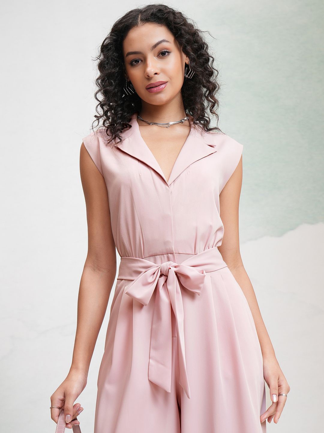 

ESPYR By Tokyo Talkies Waist Tie-Up Culotte Jumpsuit, Pink