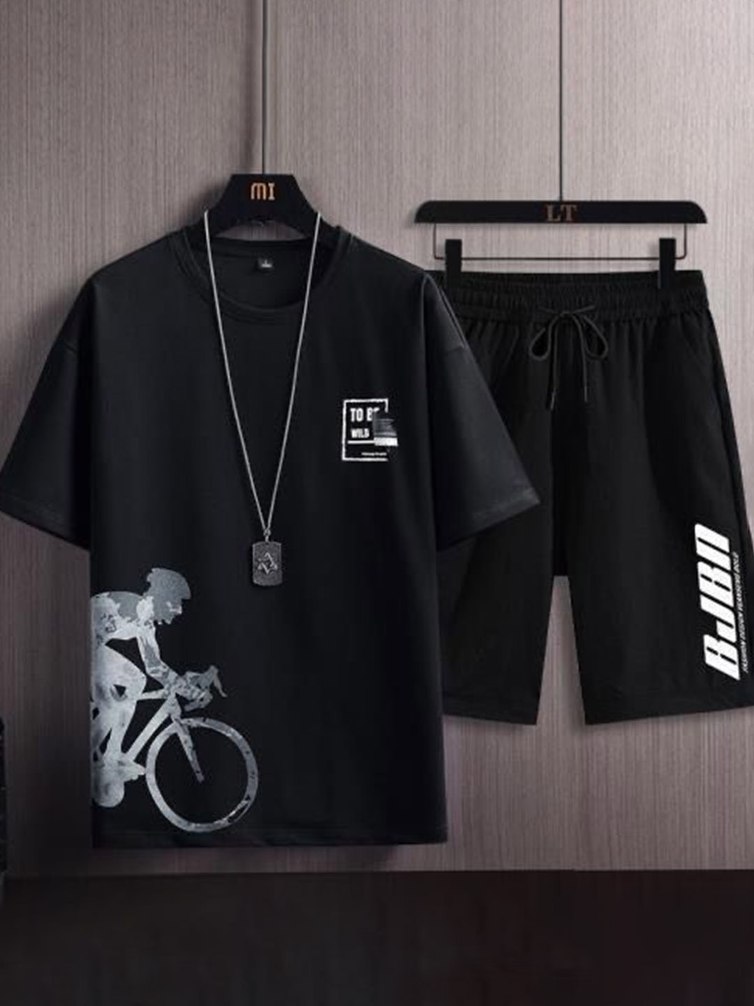 

StyleCast Black Typography Printed T-shirt with shorts