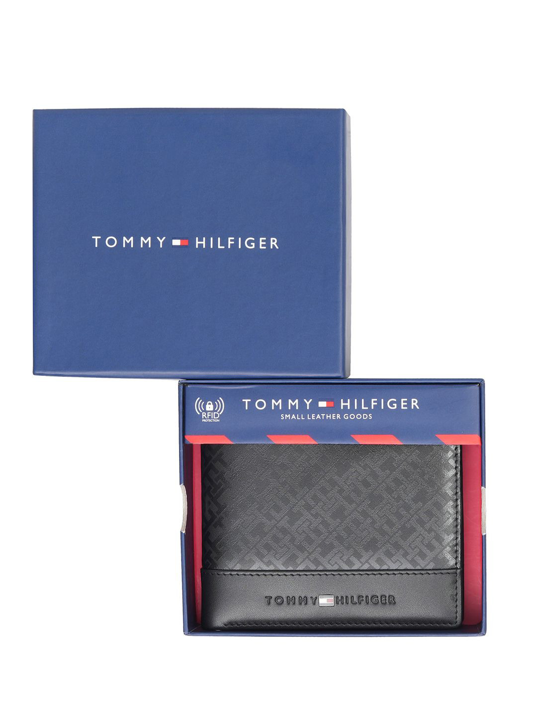 

Tommy Hilfiger Men Textured Leather Two Fold Wallet, Black