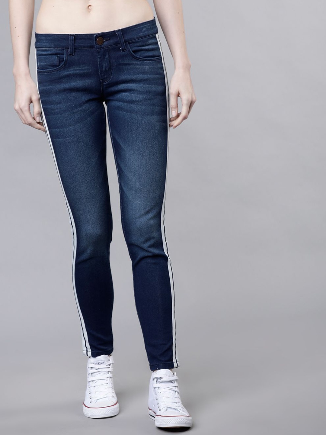

Tokyo Talkies Women Super Skinny Fit Stretchable Cotton Jeans, Navy blue