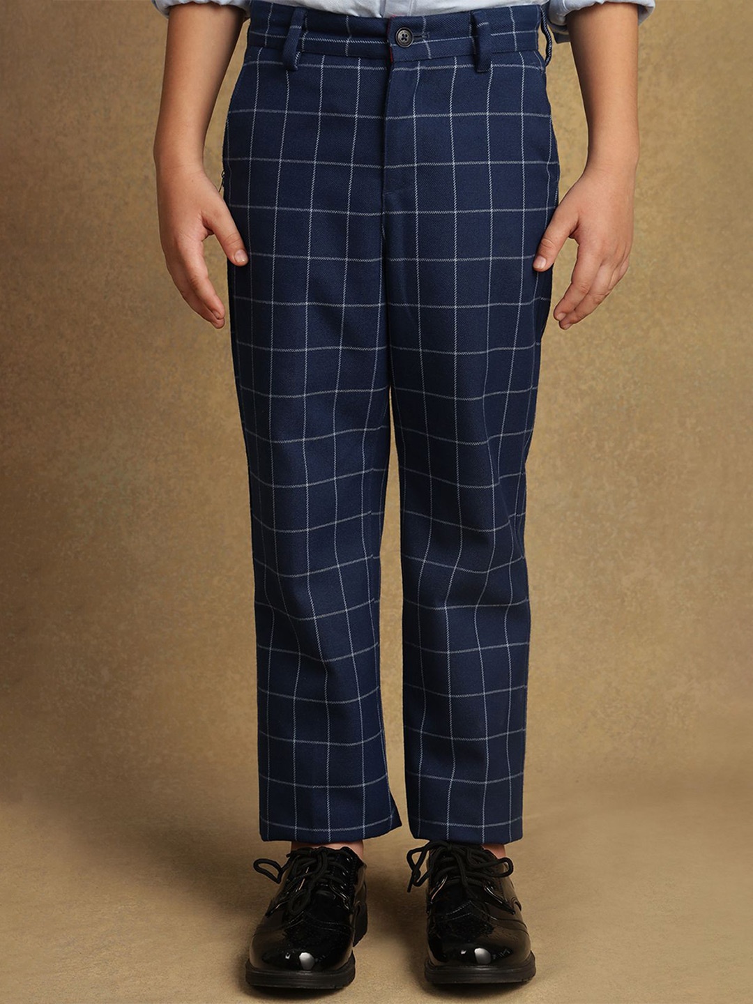 

One Friday Boys Checked Smart Chinos Trousers, Blue