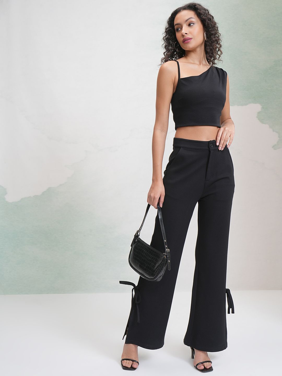 

Street By Tokyo Talkies Women Solid Shoulder Straps Cotton Top, Black