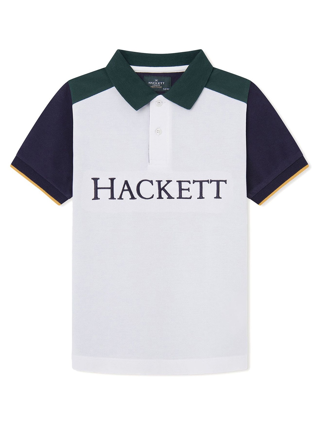 

HACKETT LONDON Boys Colourblocked Polo Collar Cotton T-shirt, White