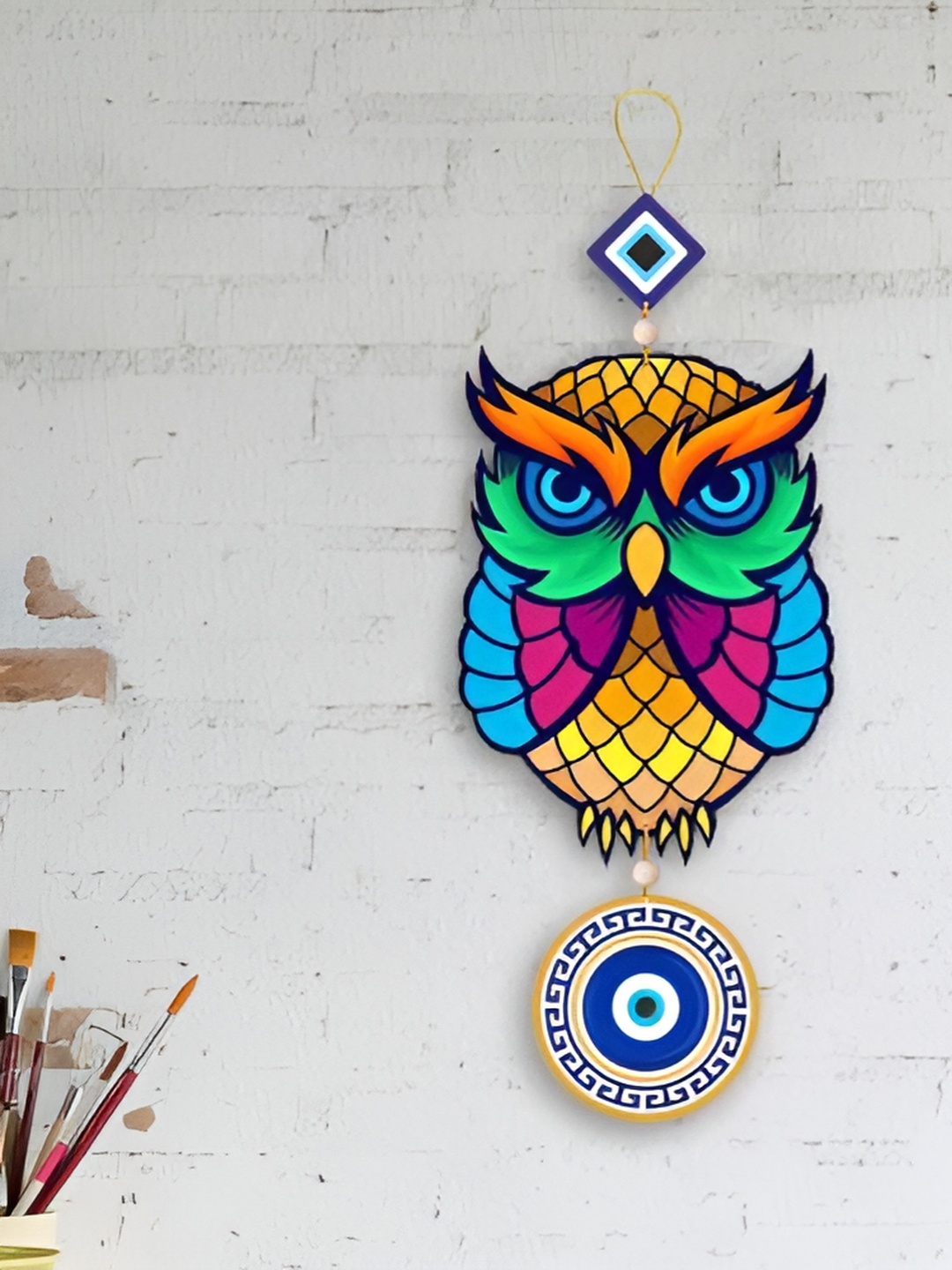 

Nupur Studios Yellow & Pink Owl Printed Hanging Wall Decor