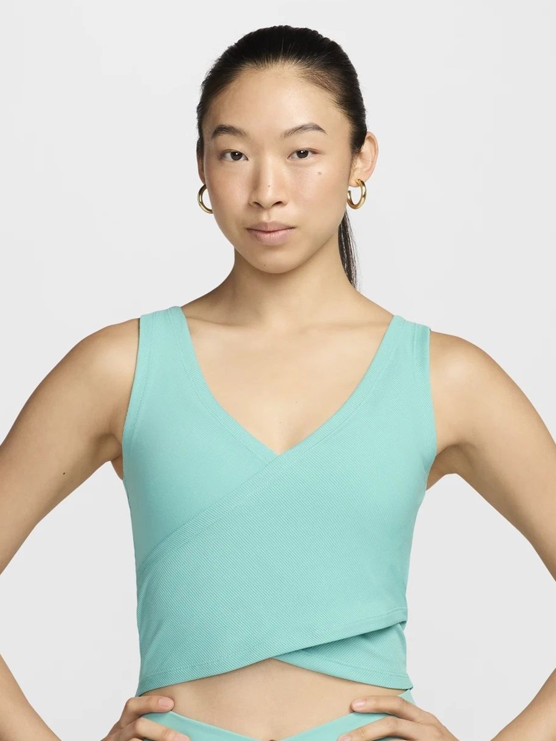 

Nike One Fitted Rib Dri-Fit Cropped Tank Top, Blue