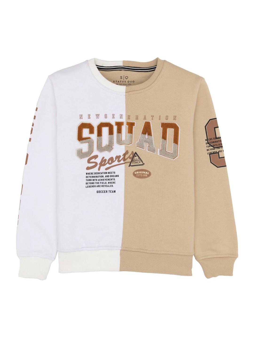 

Status Quo Boys Typography Printed Round Neck Cotton Pullover Sweatshirt, White