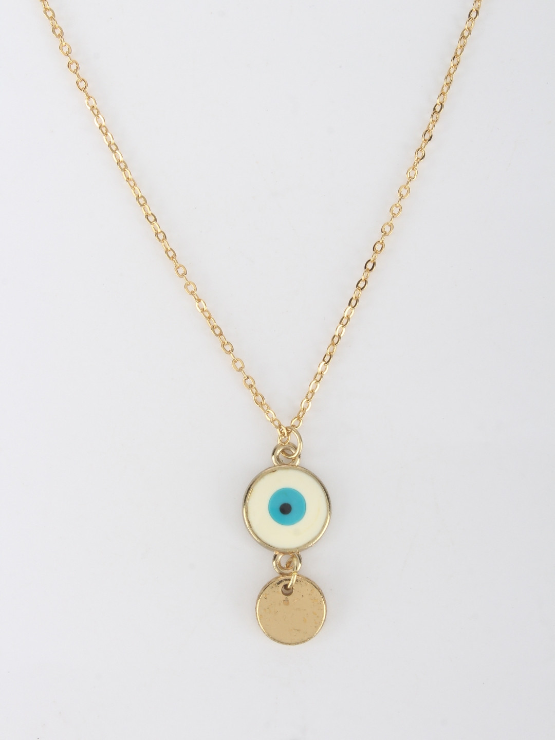 

KPOP Gold-Plated Evil Eye Circular Pendant With Chain
