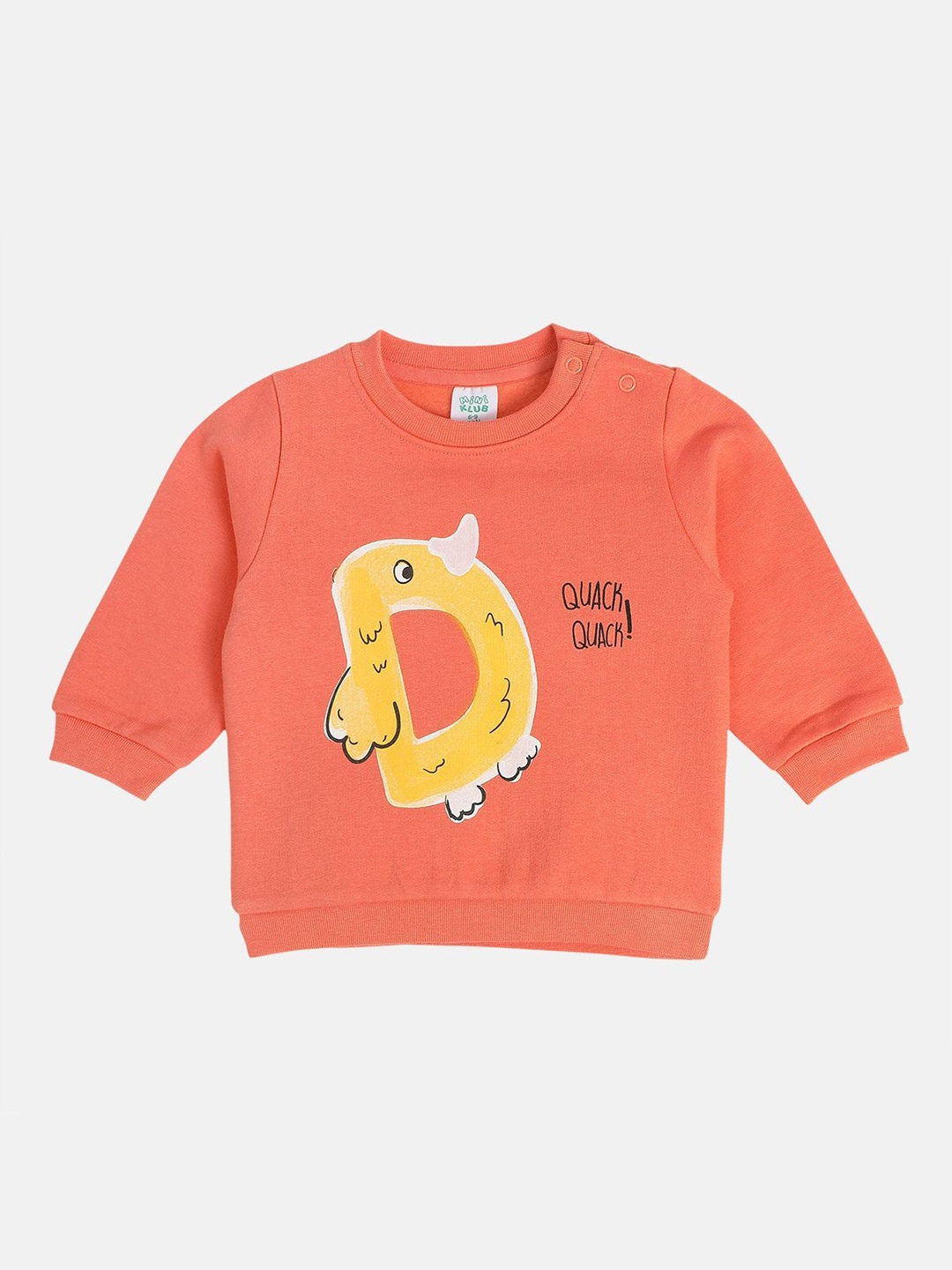 

MINI KLUB Girls Graphic Printed Round Neck Cotton Pullover Sweatshirt, Coral