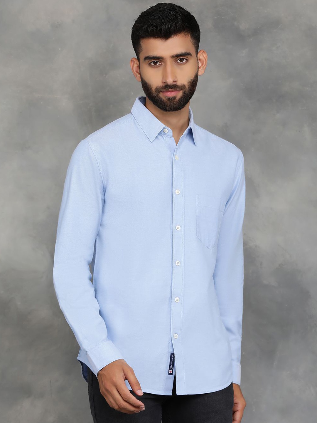

Greenfibre Men Slim Fit Opaque Casual Shirt, Blue