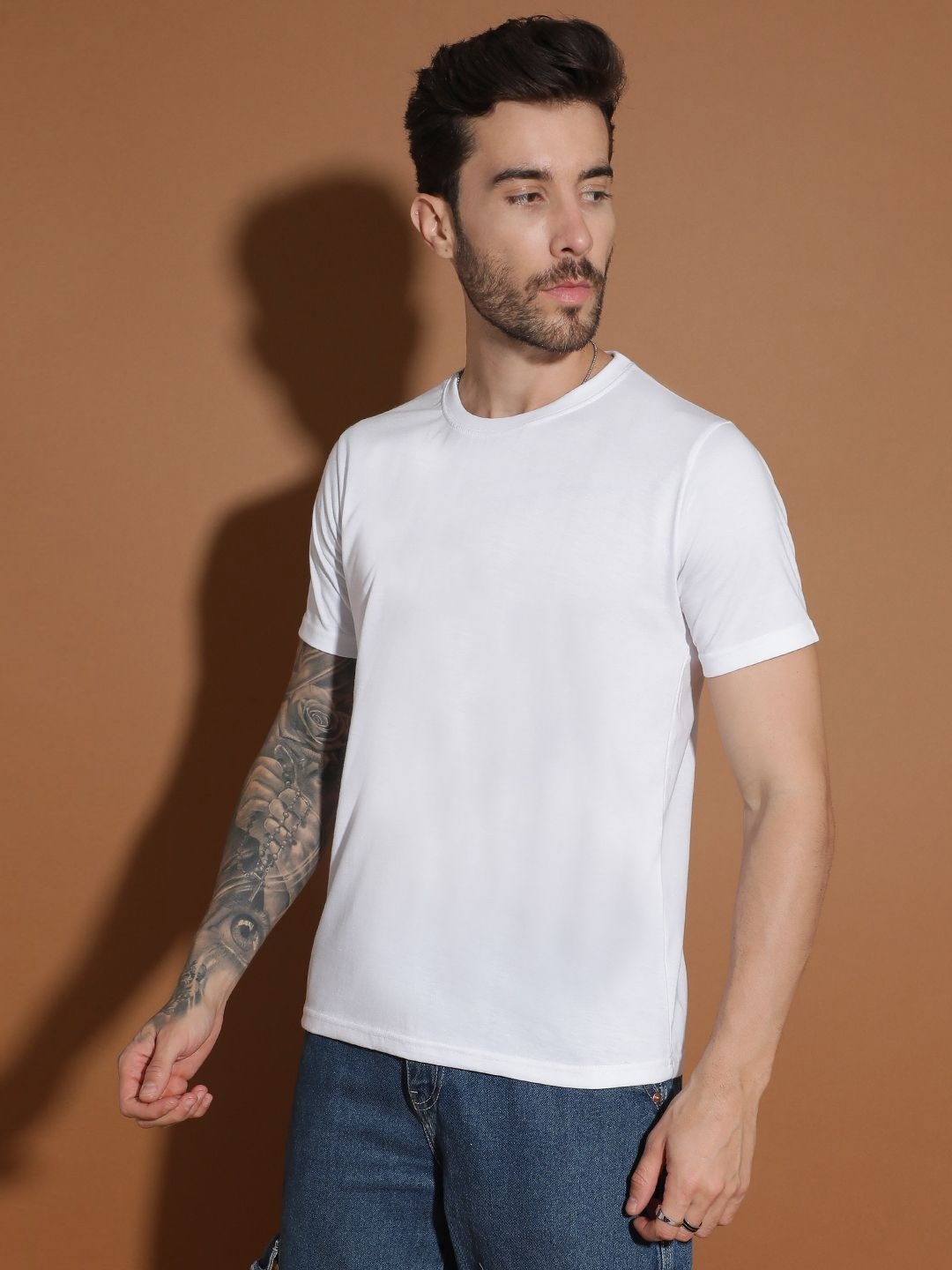 

EPPE Men Abzorb Solid Round Neck Cotton Slim Fit T-shirt, White