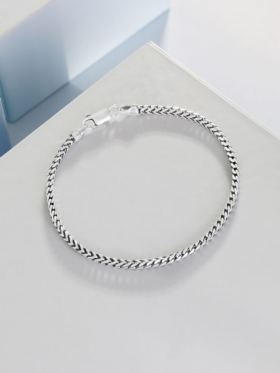 

Zavya Men 925 Sterling Silver Rhodium-Plated Link Bracelet