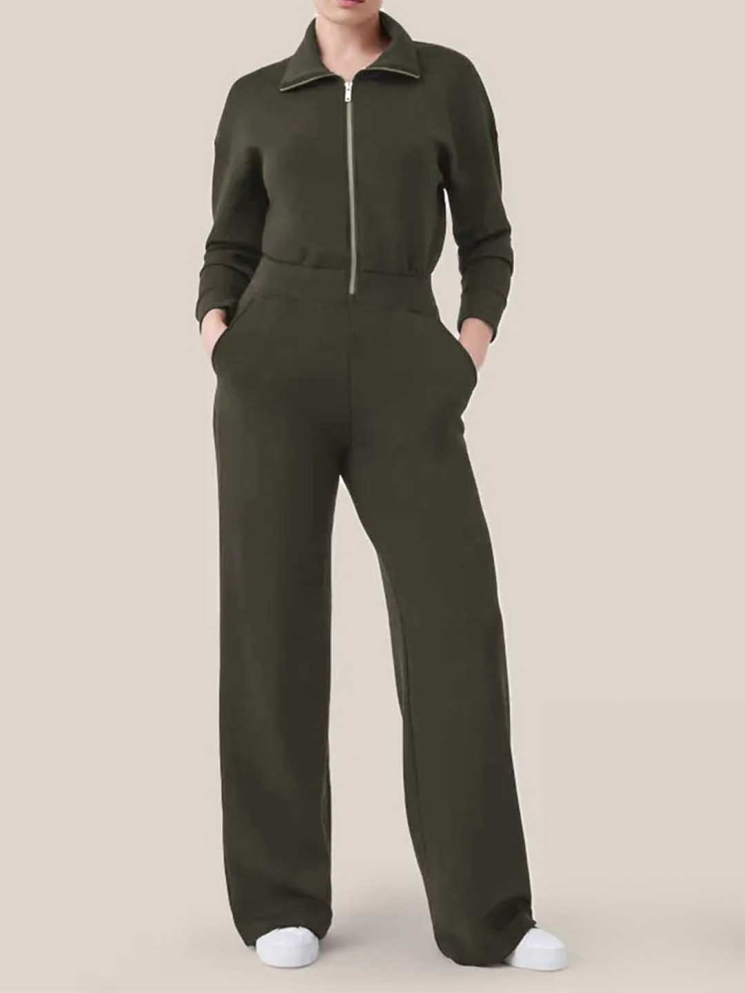 

KPOP Shirt Collar Long Sleeves Top & Trousers, Green