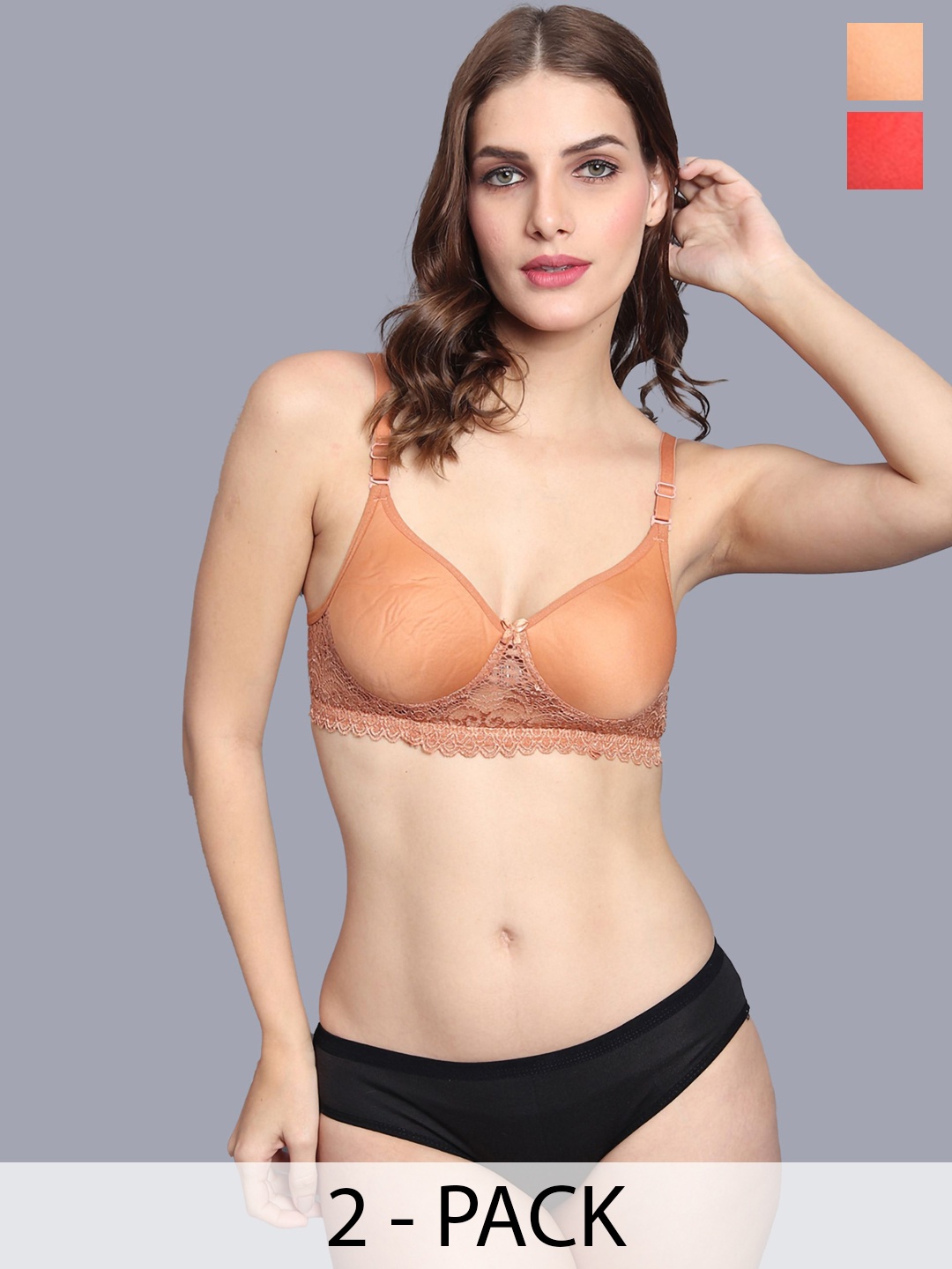

AROUSY Women Pack Of 2 Lightly-Padded Lingerie Set, Red