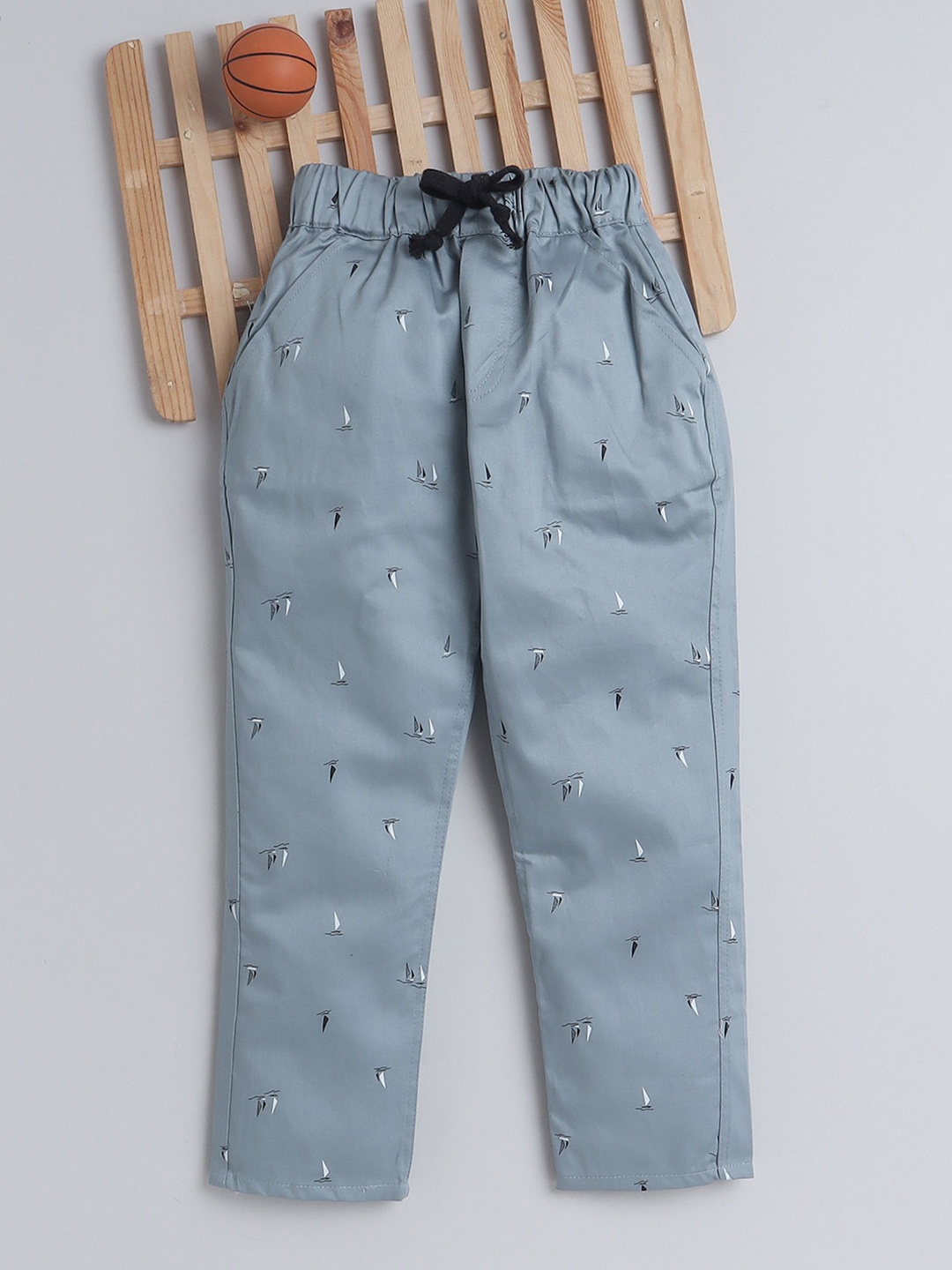 

BAATCHEET Kids Printed Cotton Track Pant, Blue