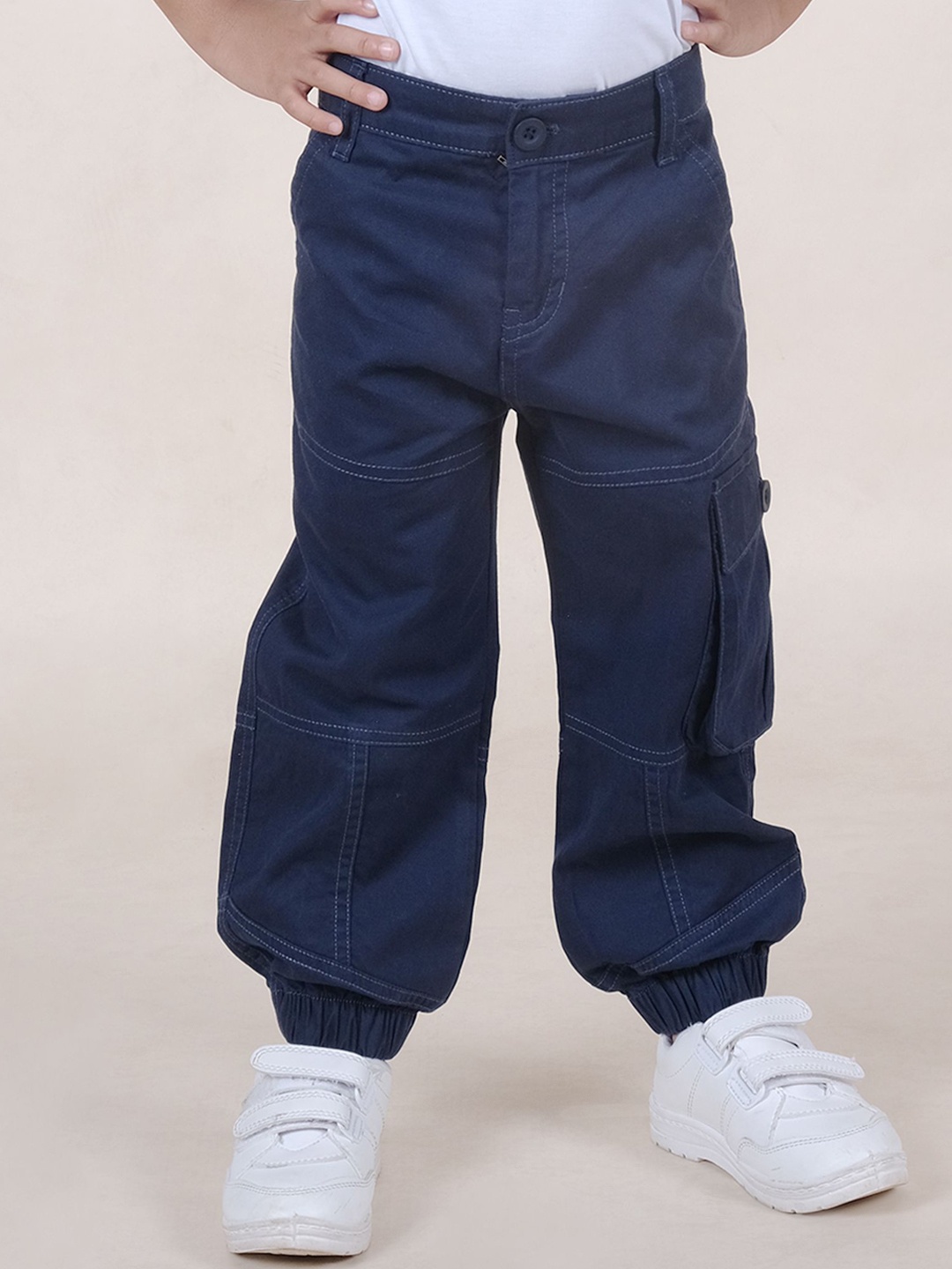 

KiddoPanti Solid Boys Smart Cargos Trousers, Navy blue