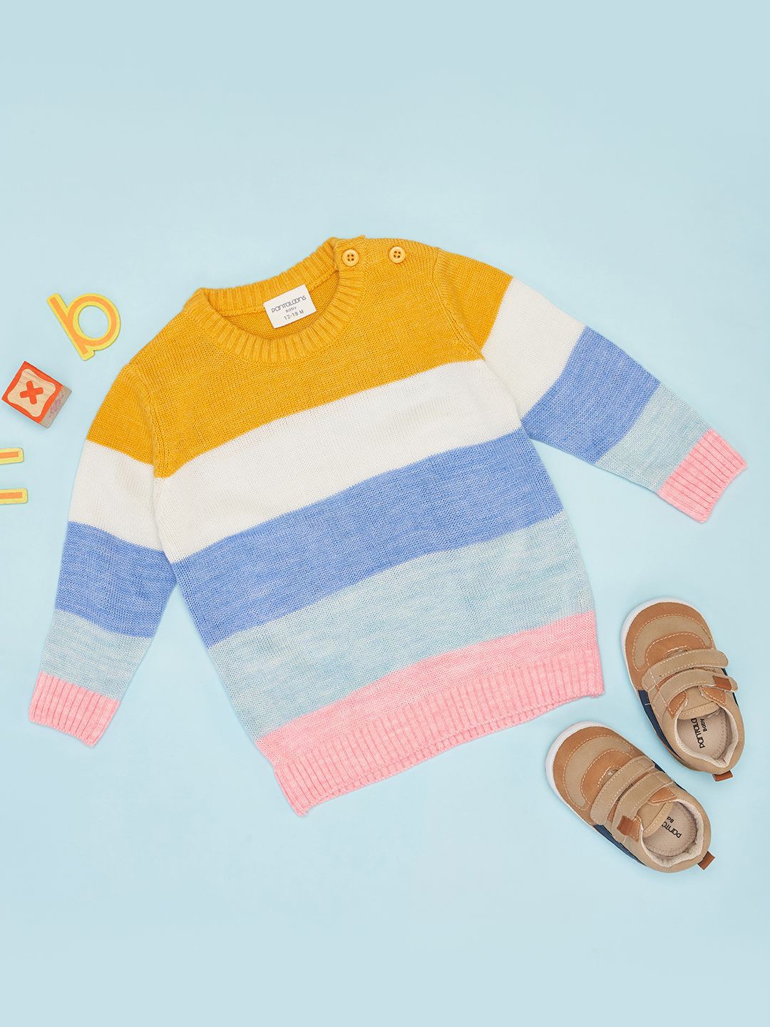 

Pantaloons Baby Girls Striped Pullover, Yellow