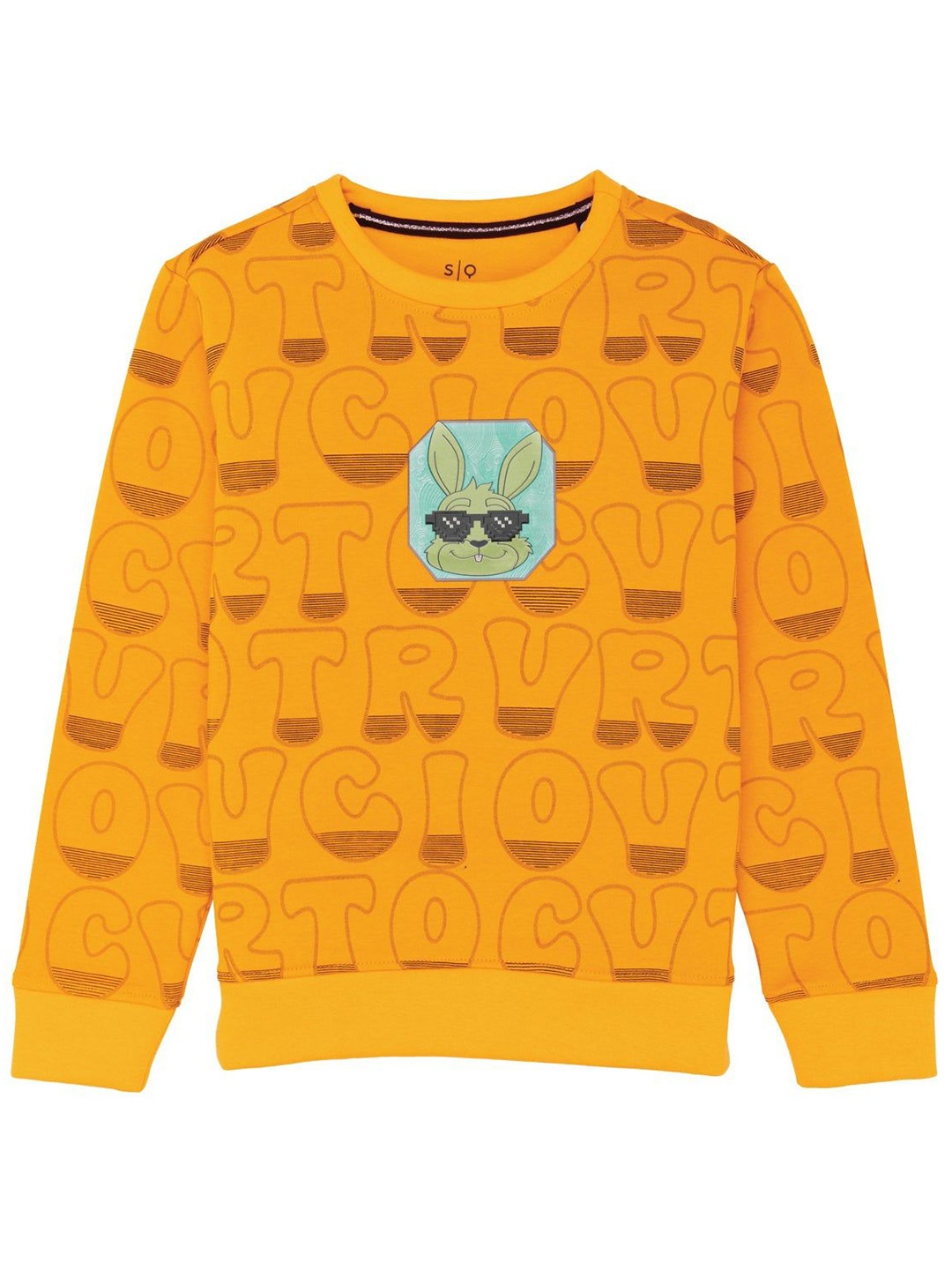 

Status Quo Boys Typography Printed Round Neck Cotton Pullover Sweatshirt, Mustard